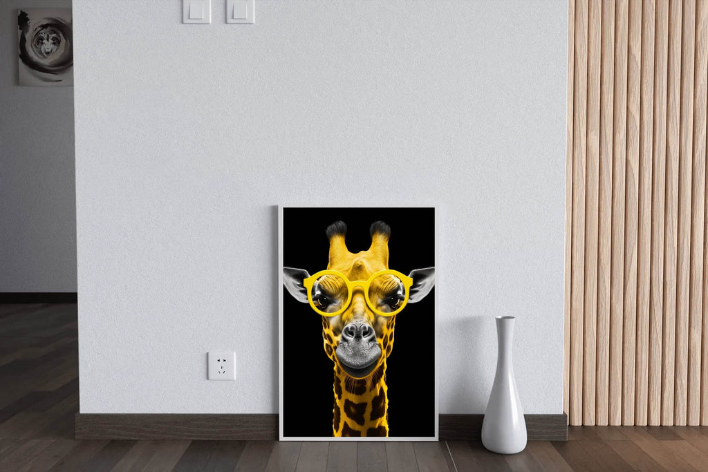 Yellow Cool Look Giraffe With Goggle Wall Art - beink online art store