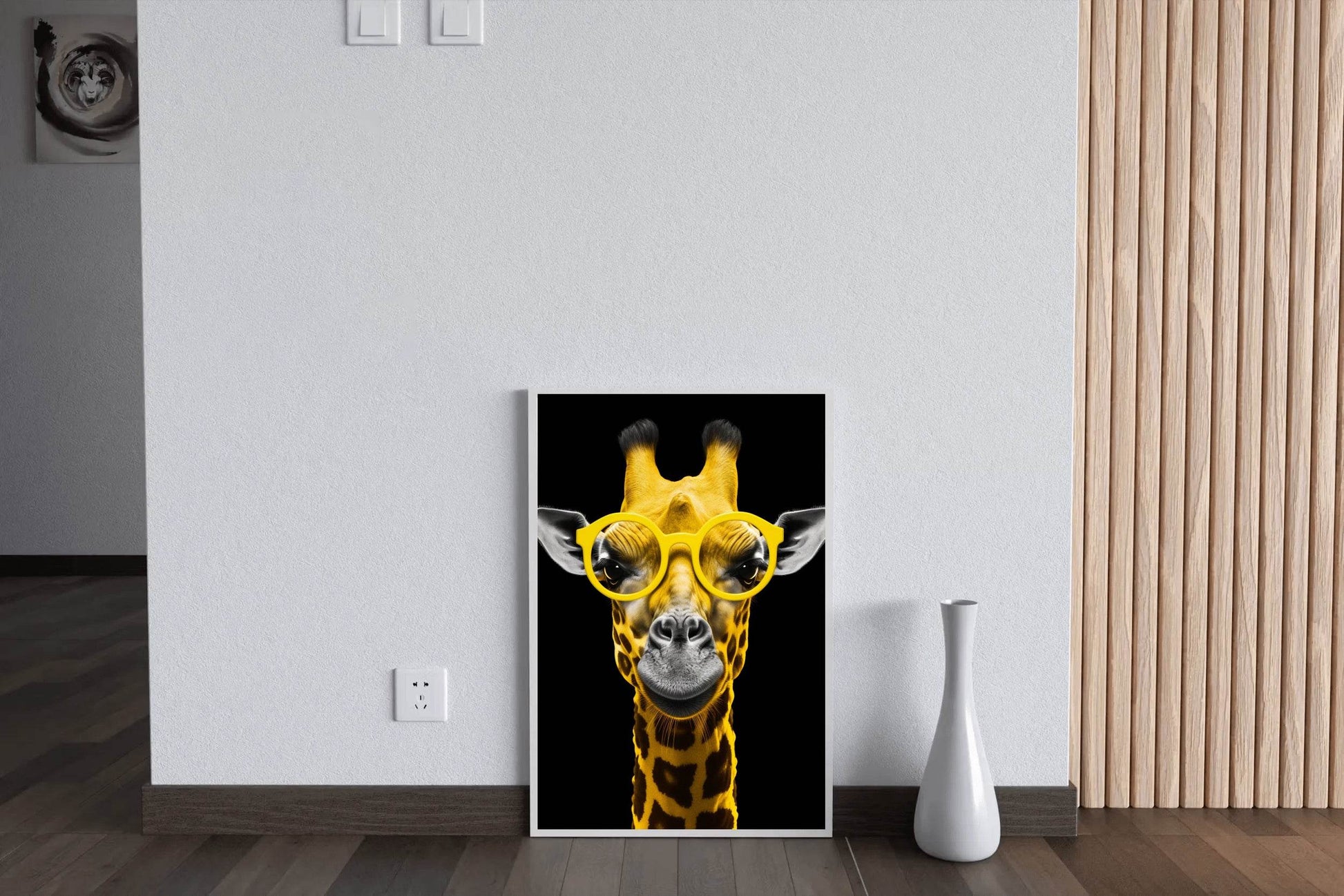 Yellow Cool Look Giraffe With Goggle Wall Art - beink online art store