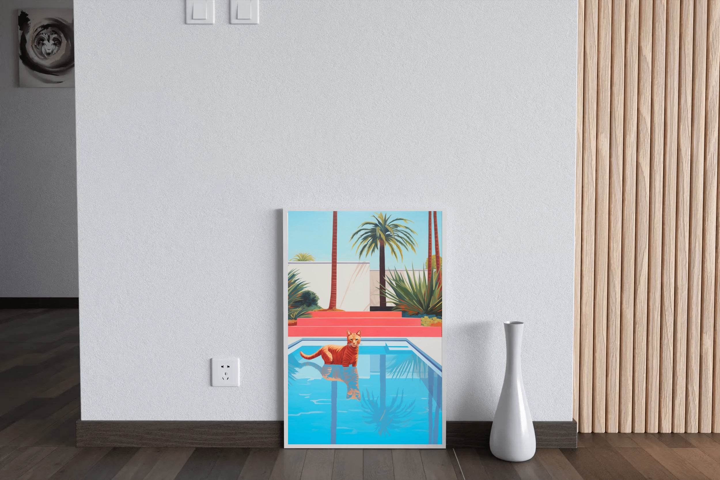 Cat Cool on Poolside Modern Wall Art - beink online art store