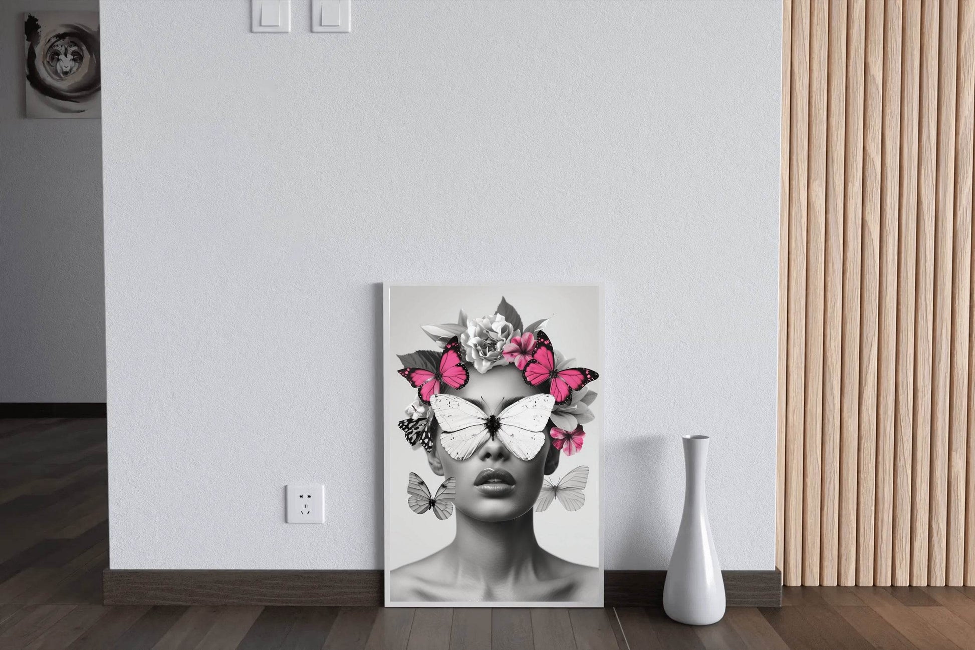 Woman's Face With Butterflies and Flowers - beink online art store