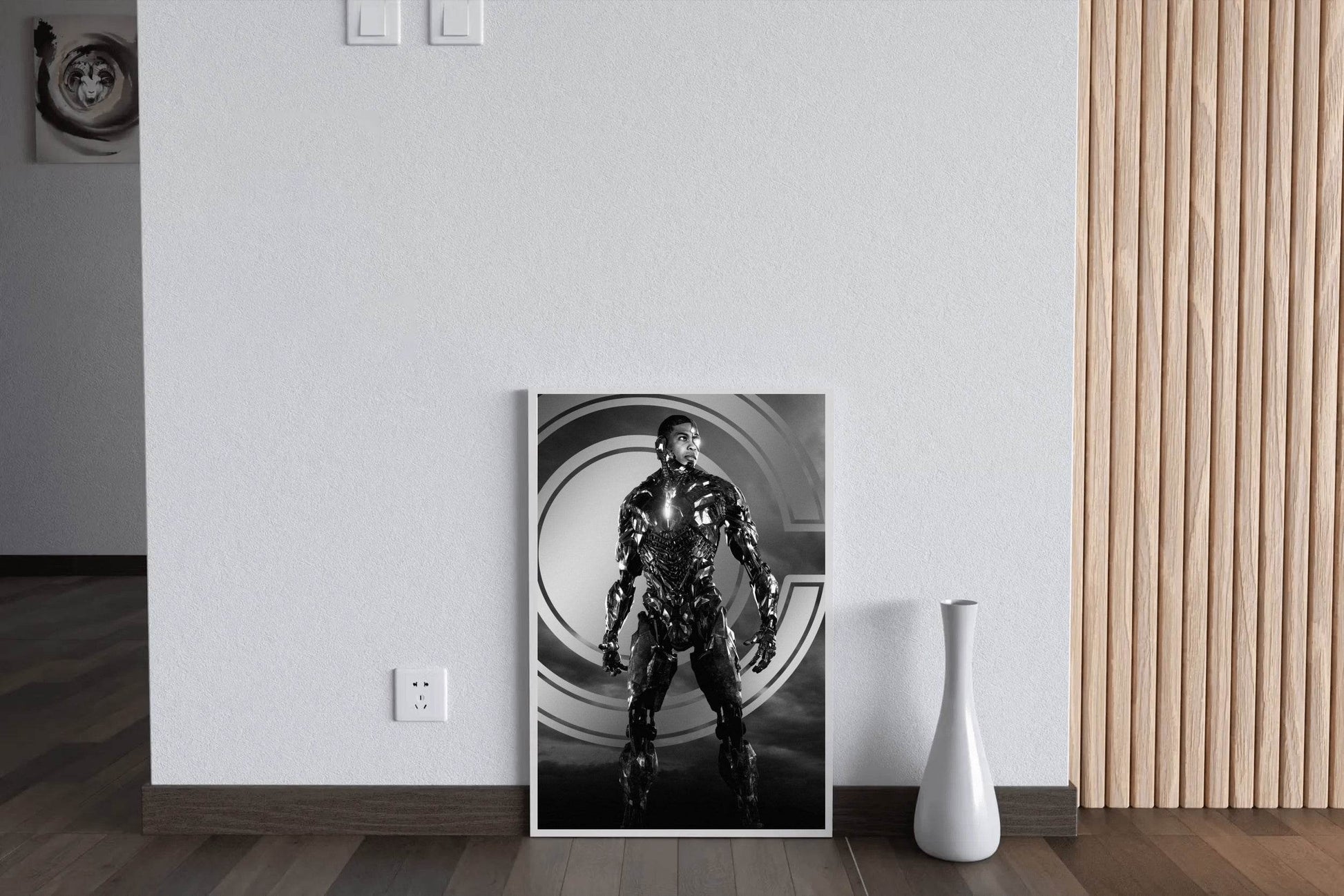 Justice League Cyborg in Black and White Wall Art - beink online art store