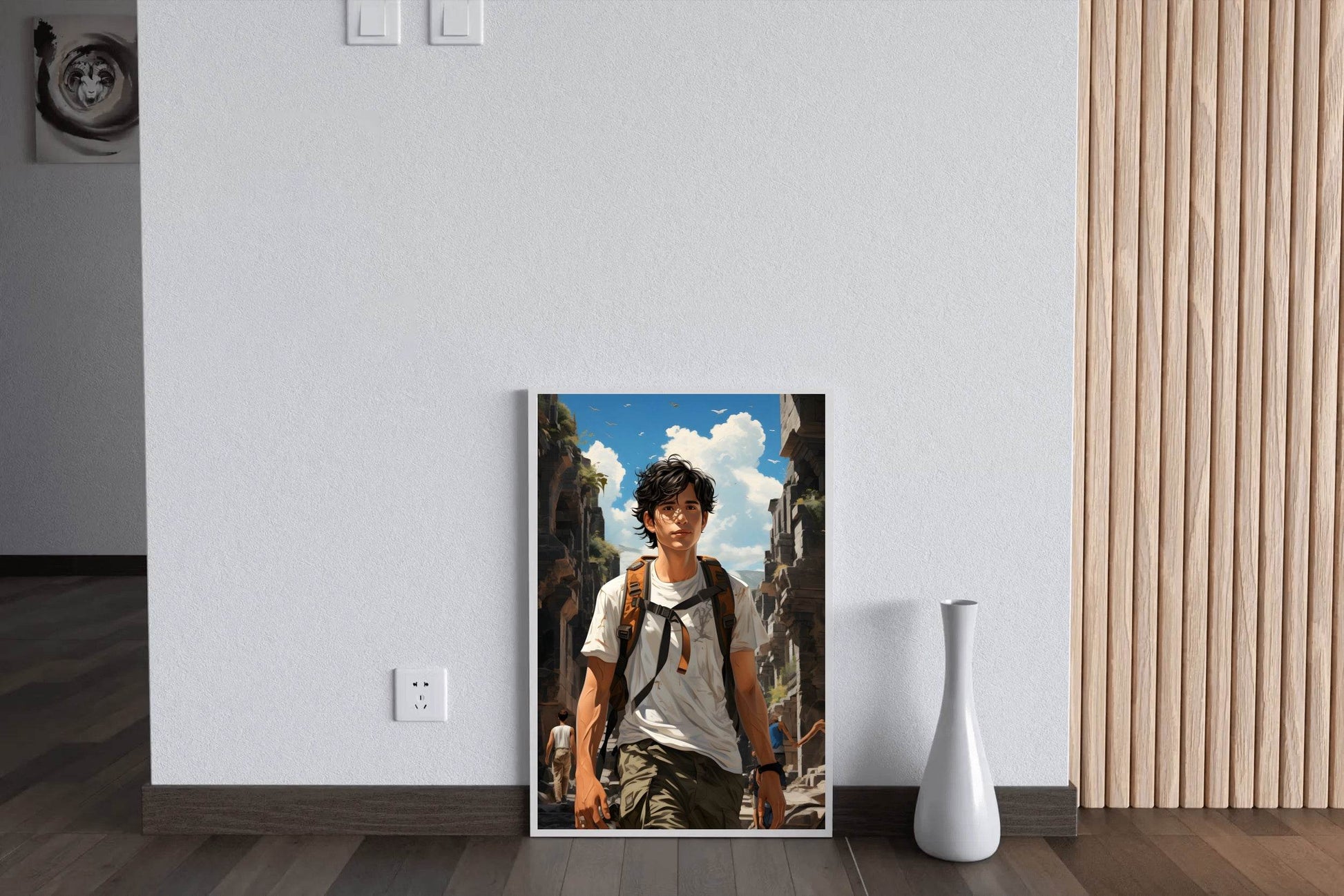 Short Curly Black Hair Adventure Character Anime Wall Art - beink online art store