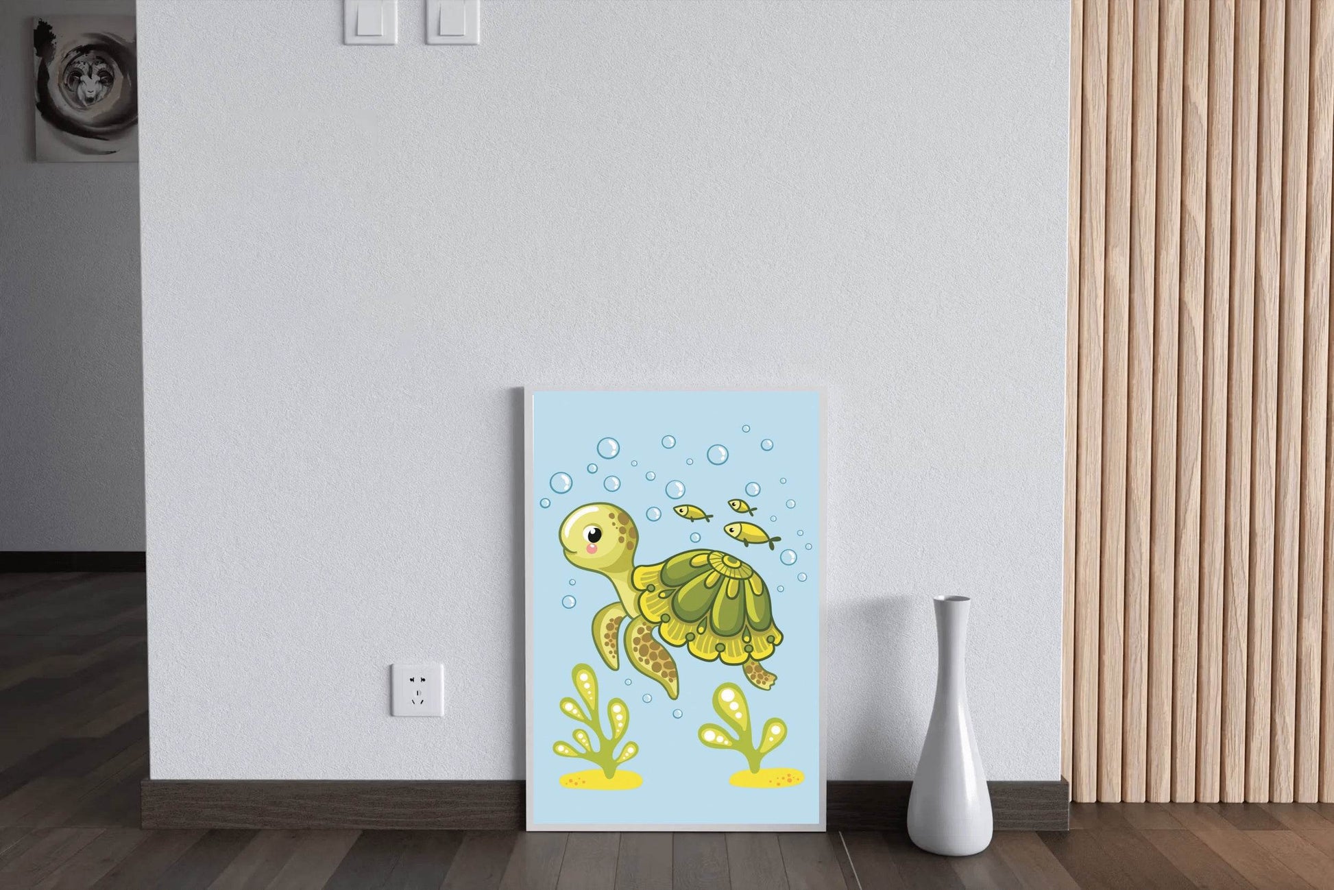 Cute Cartoon Floating Turtle Wall Art - beink online art store