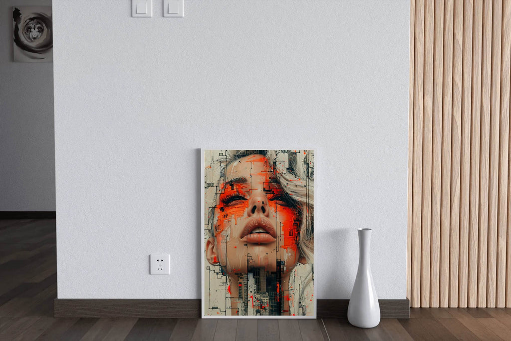 Women With Red Paint on Face Digital Art - beink online art store