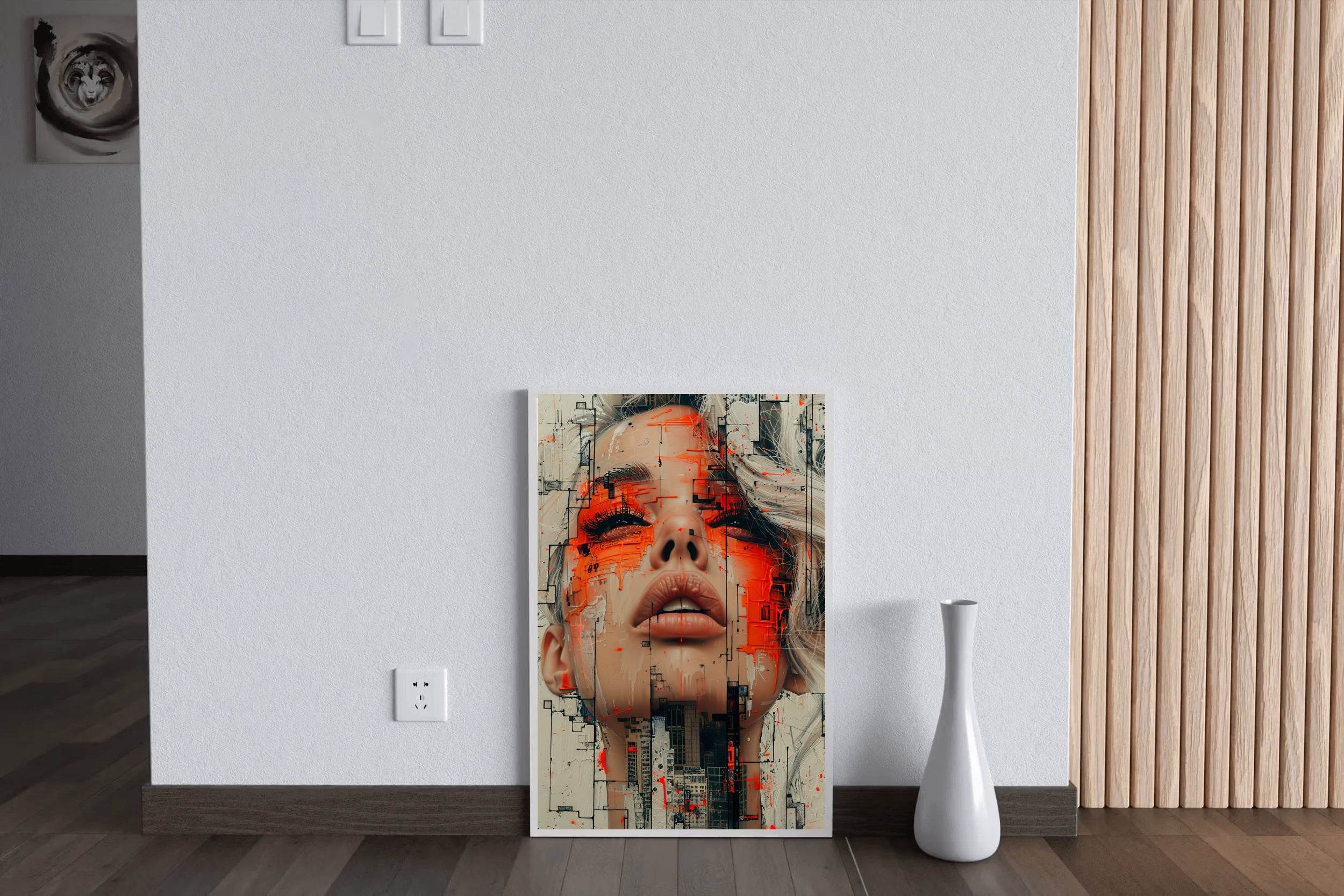 Women With Red Paint on Face Digital Art - beink online art store