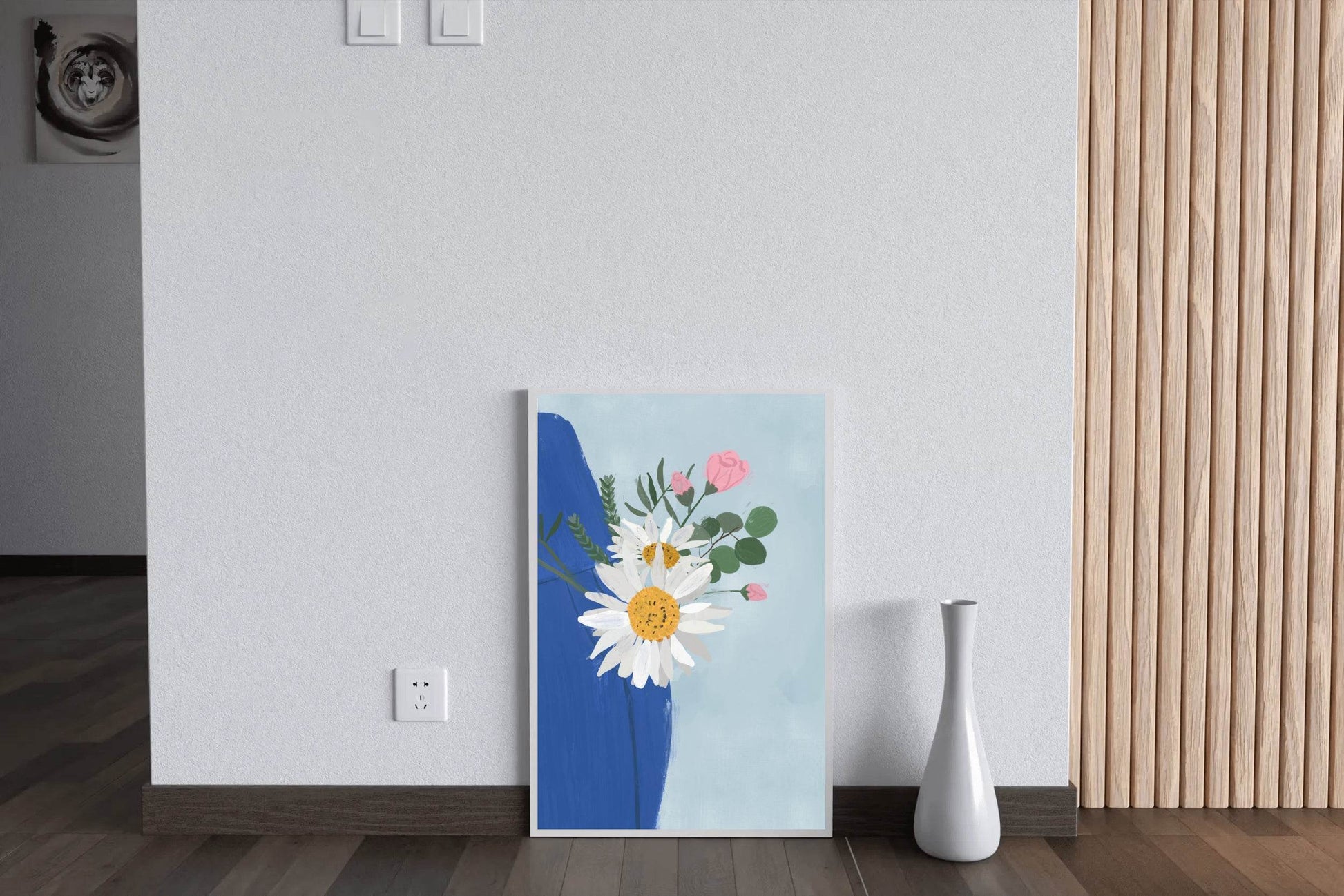 Flowers With Blue Vase Wall Art - beink online art store