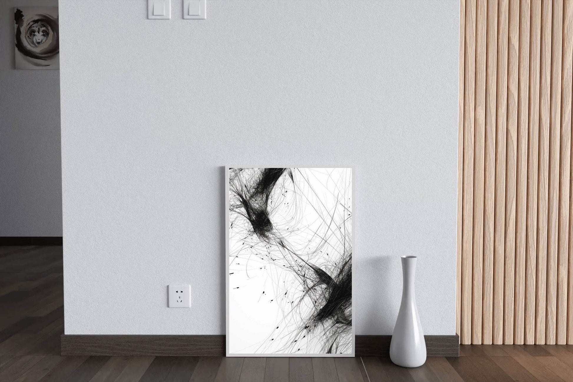 Black Tangled Hairs Modern Wall Art - beink online art store