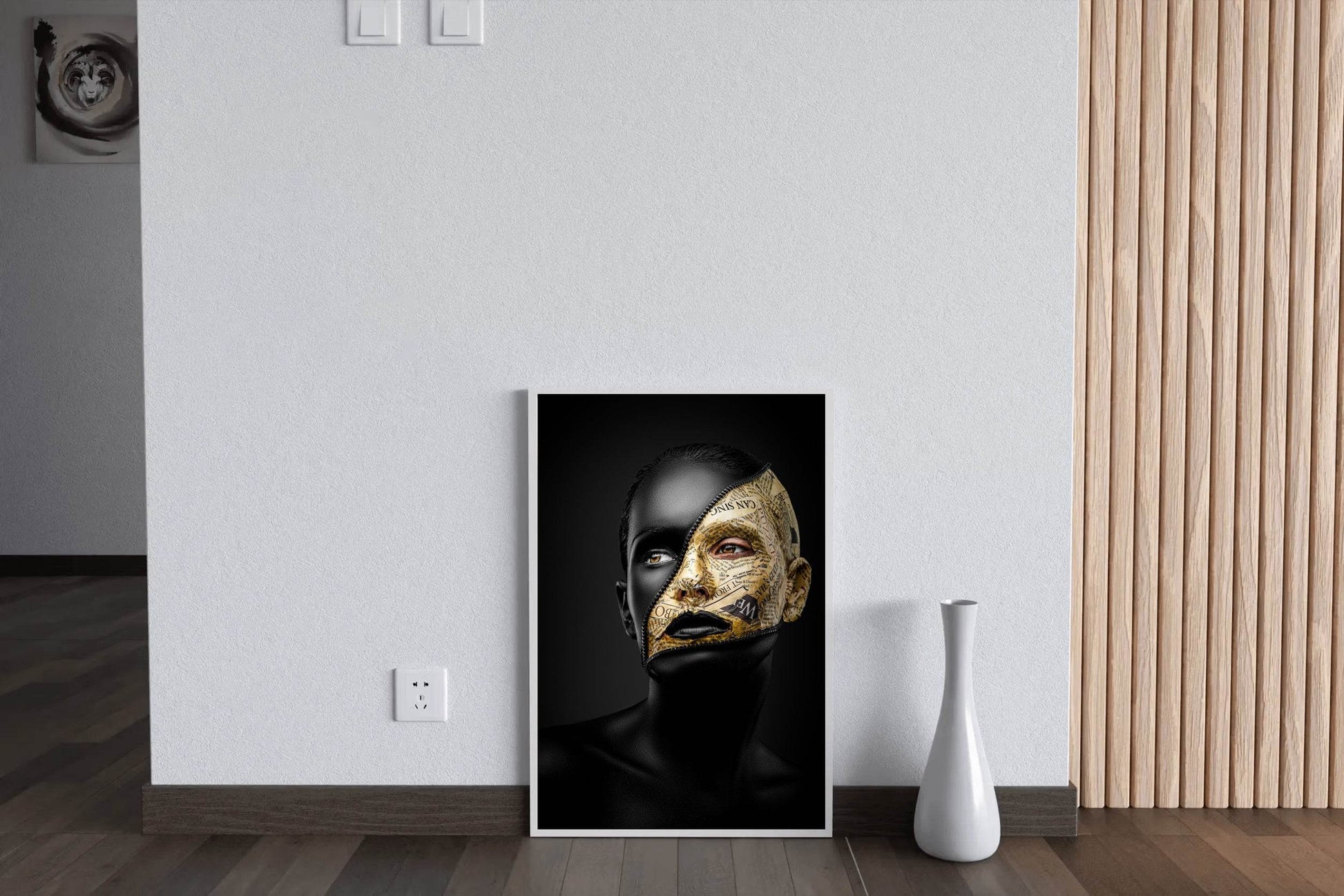 Gold and Black Makeup On The Woman Face Wall Art - beink online art store