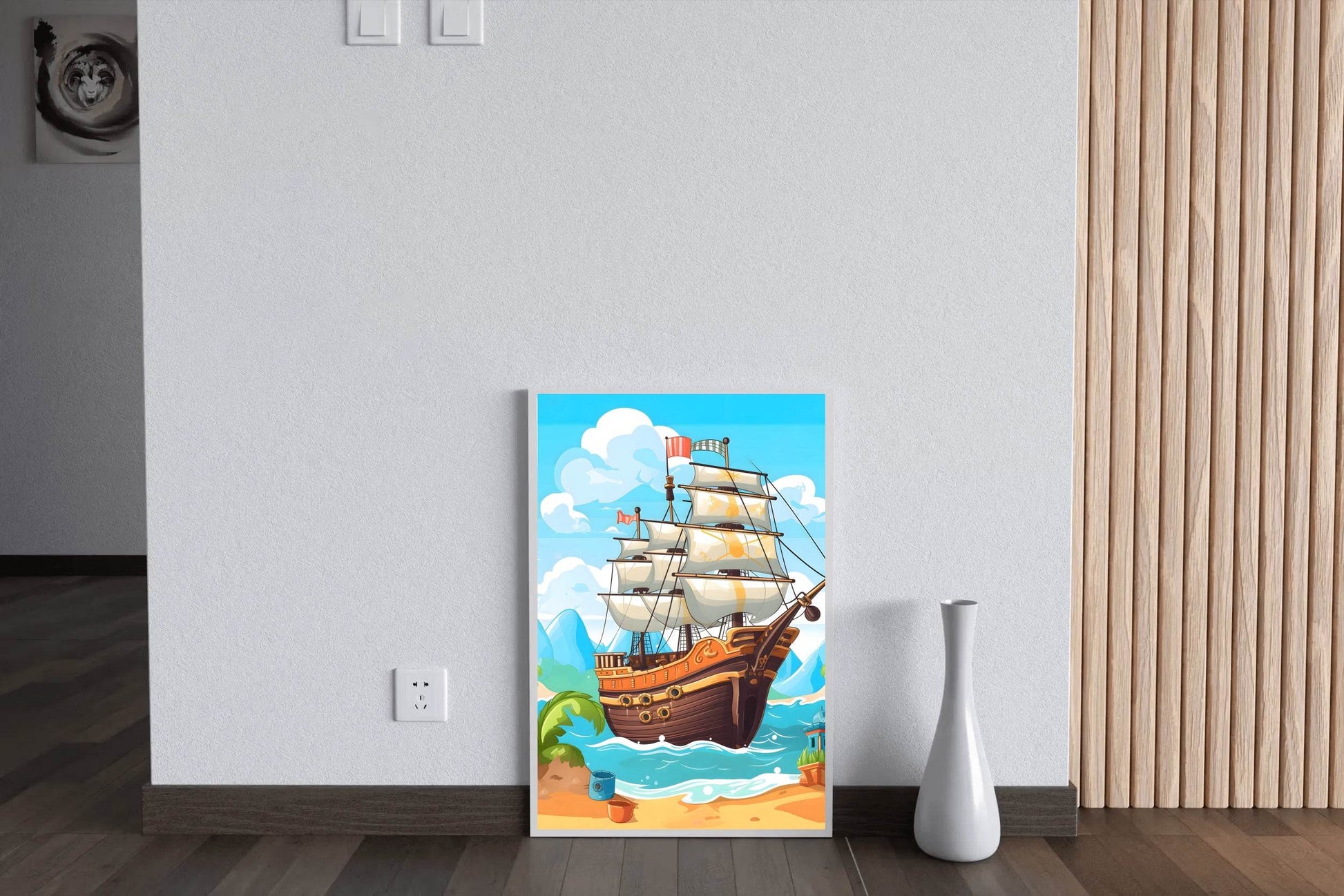 Cartoon Pirate Ship In The Sea - beink online art store