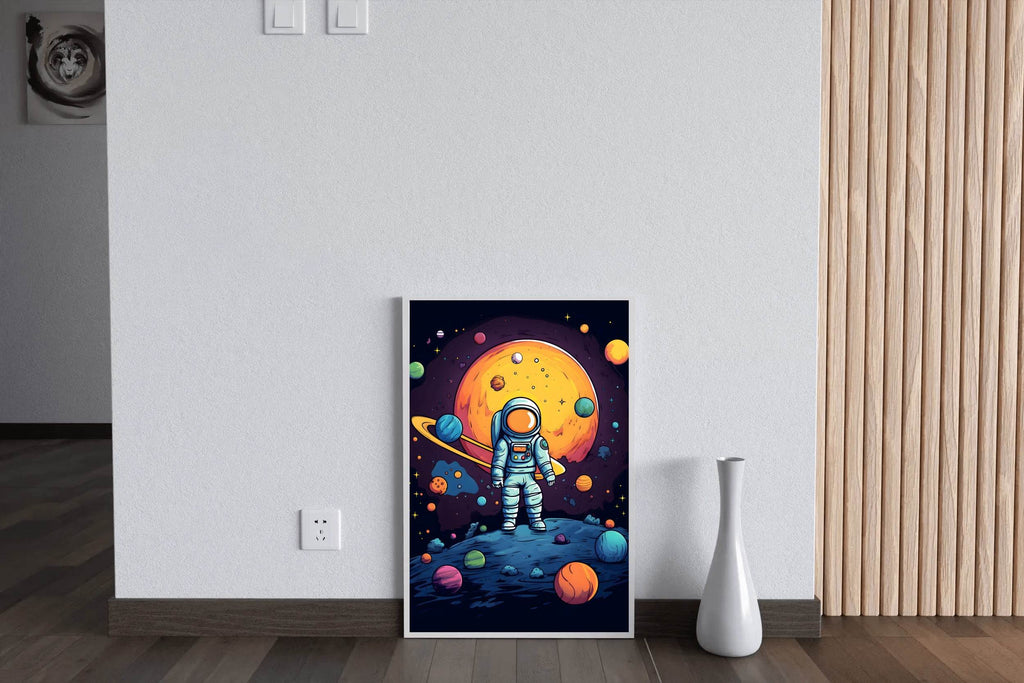 Cartoonish Illustration of Astronaut in Space - beink online art store