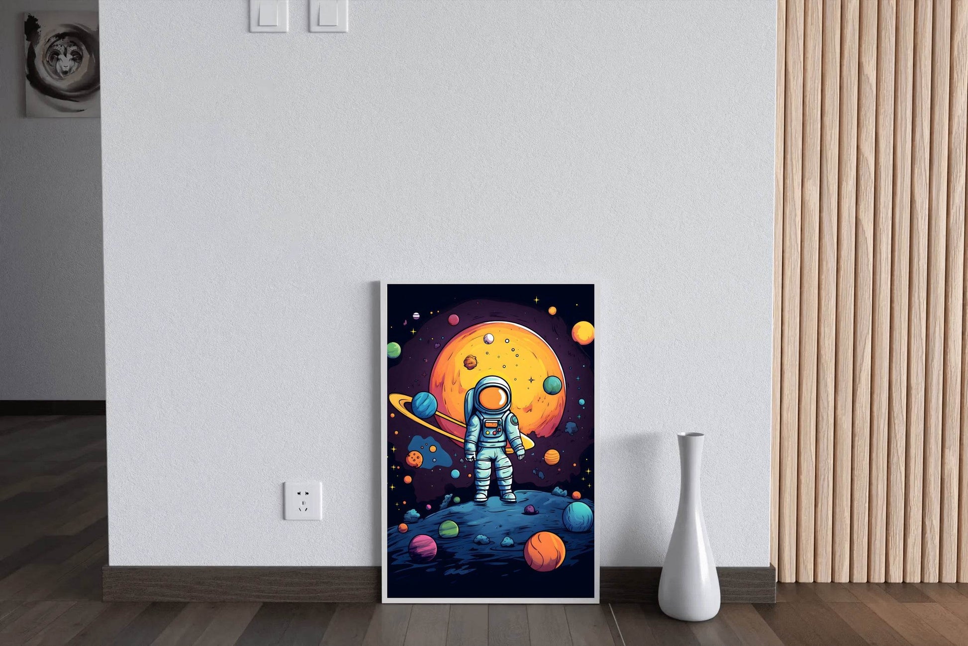 Cartoonish Illustration of Astronaut in Space - beink online art store