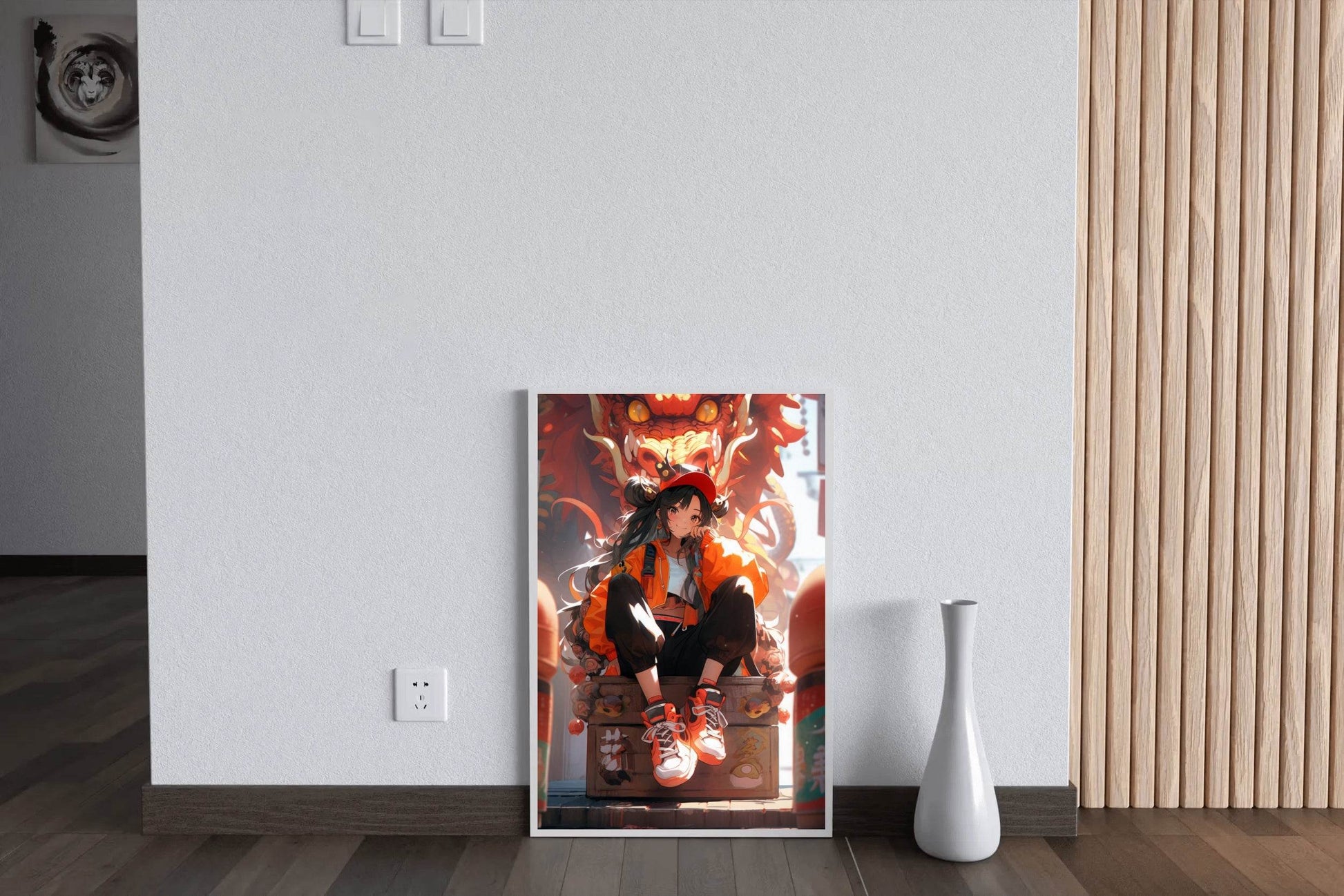 Anime Character with Dragon illustration Anime Wall Art - beink online art store