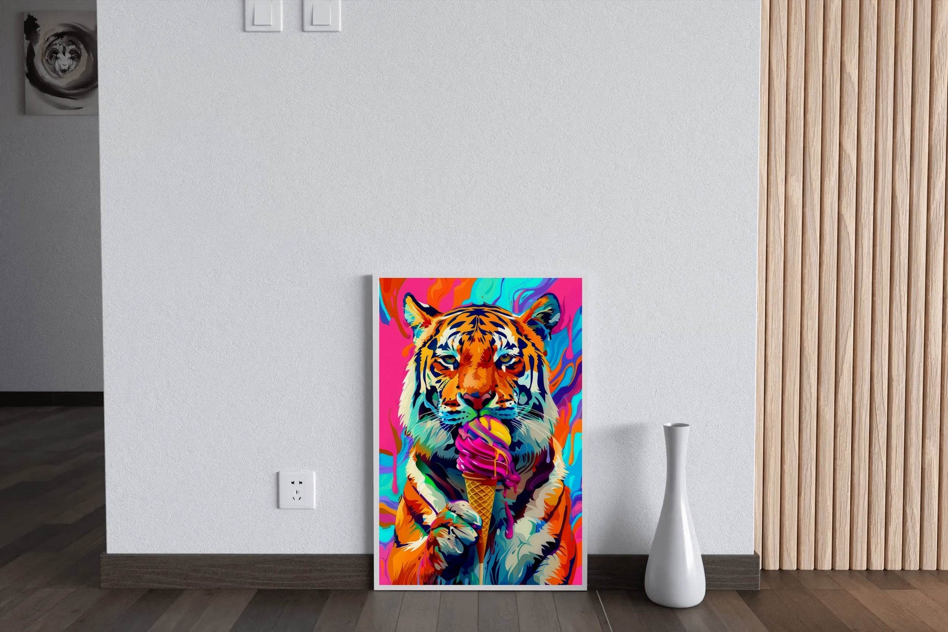 Tiger Enjoying a Colorful Treat Wall Art - beink online art store