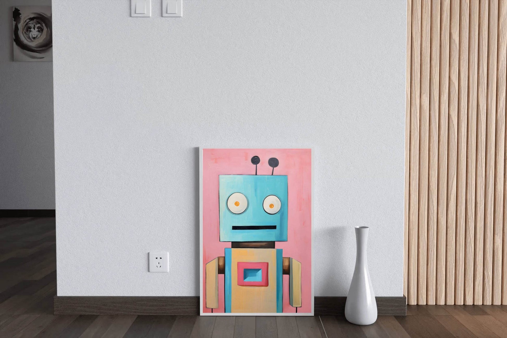 Paper Drawing of a Robot With Annoying Eyes - beink online art store