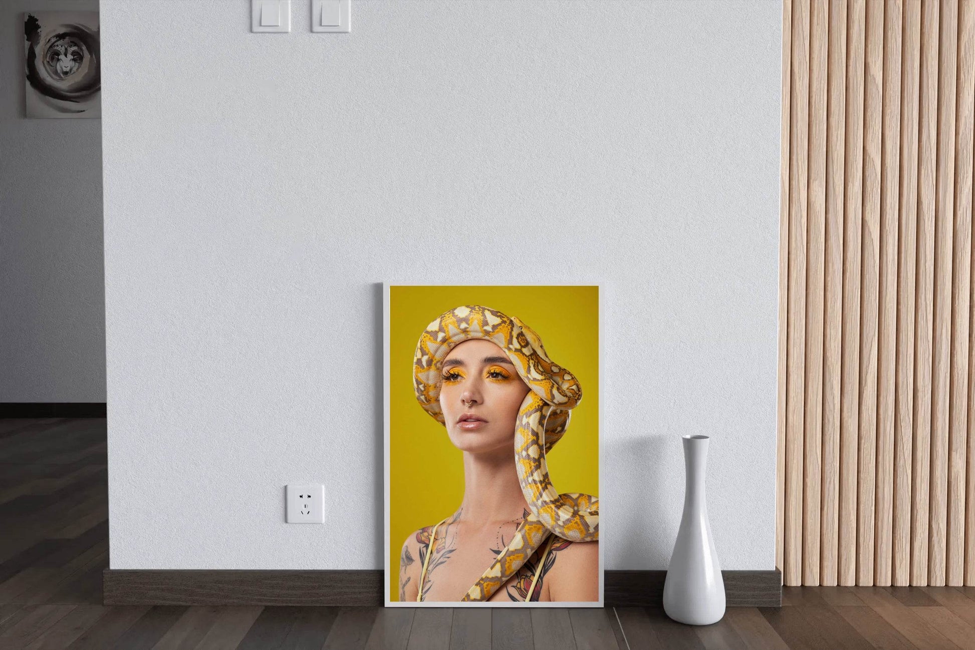 Girl With Snake Around Head Animal Wall Art - beink online art store