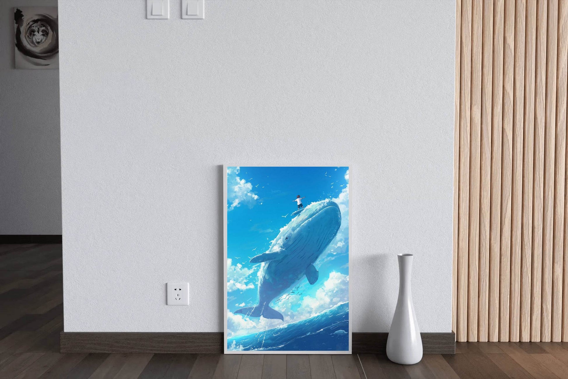 Painting of a Man Riding a Whale - beink online art store