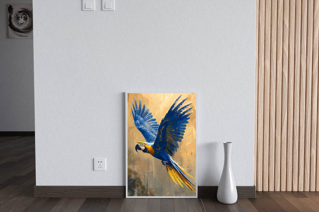 Painting of Blue Flying Macaw - beink online art store