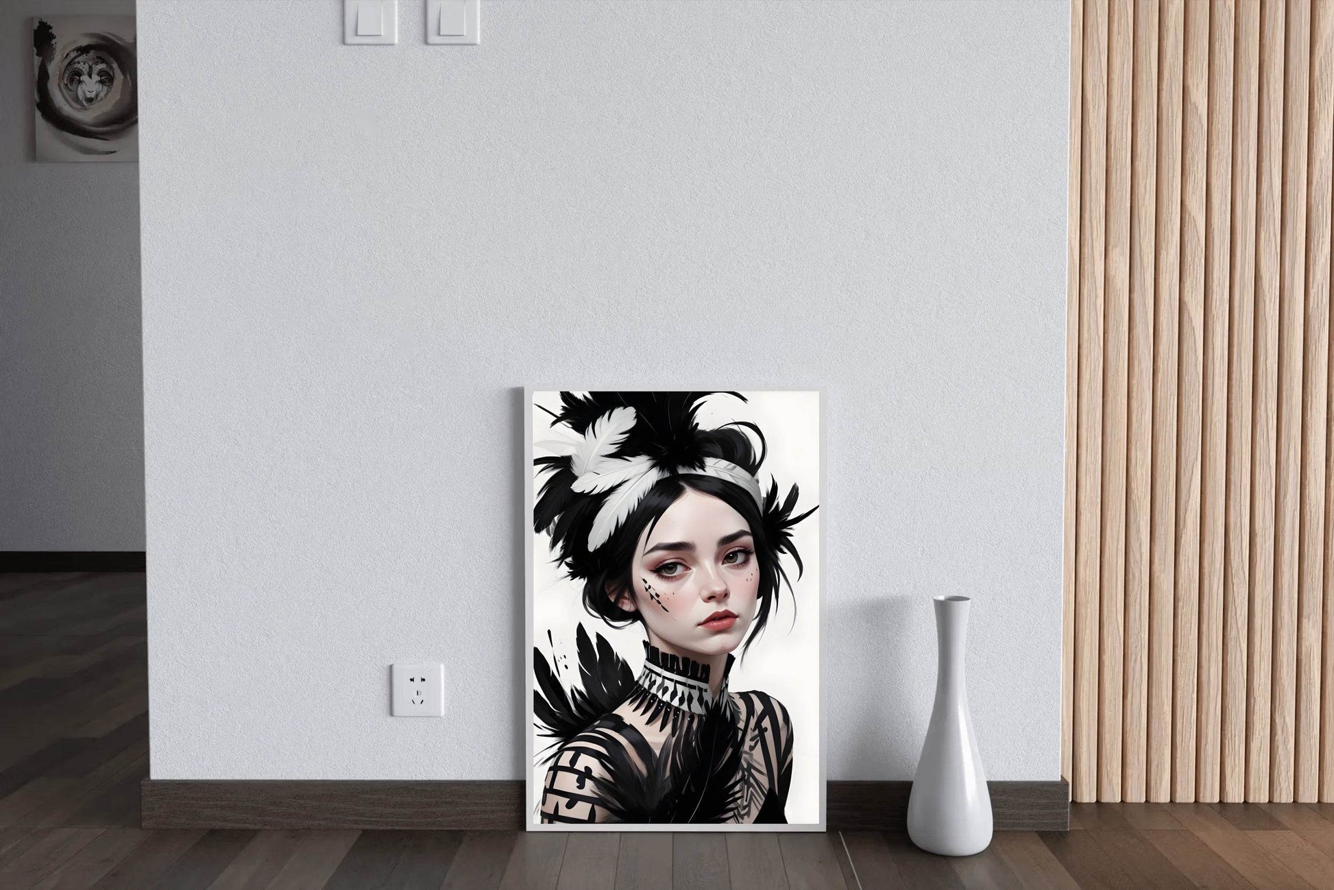 Lady with Feather Clothes Wall Art - beink online art store