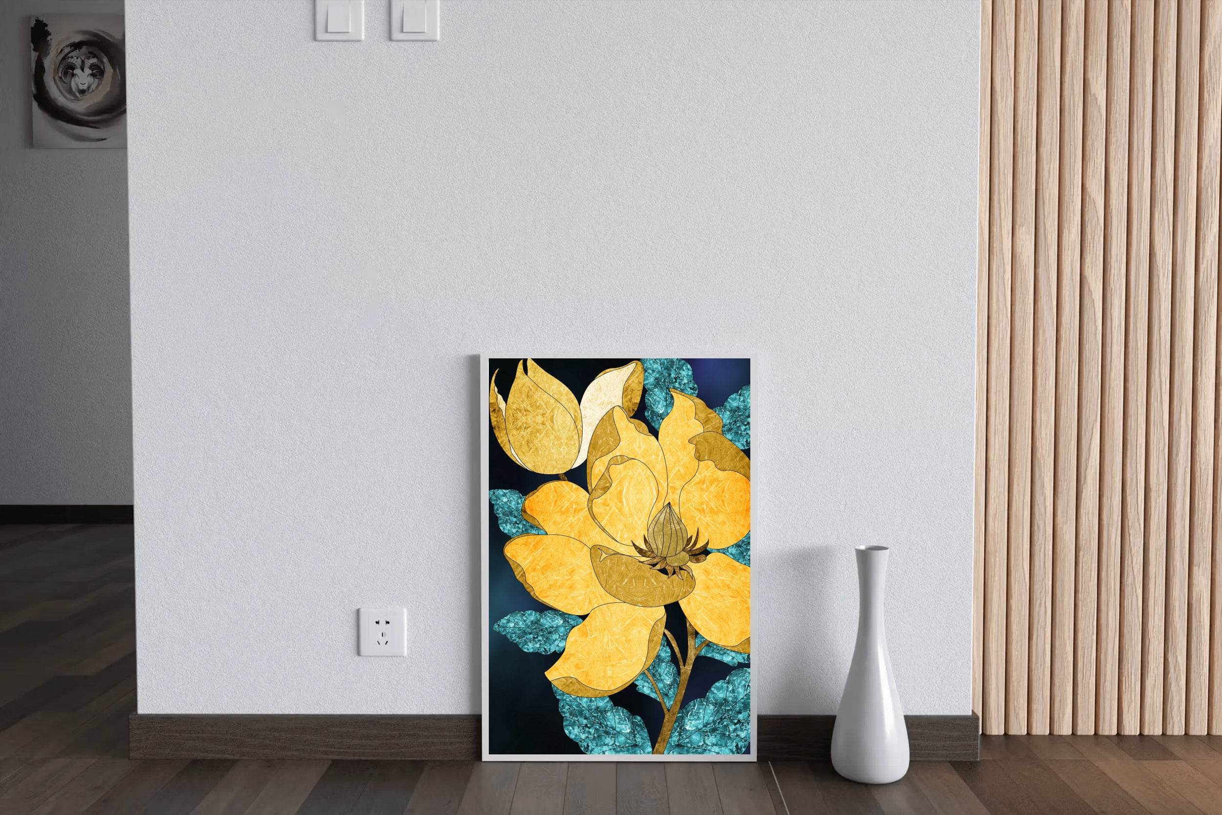 Golden Bloom Modern Wall Art - beink online art store