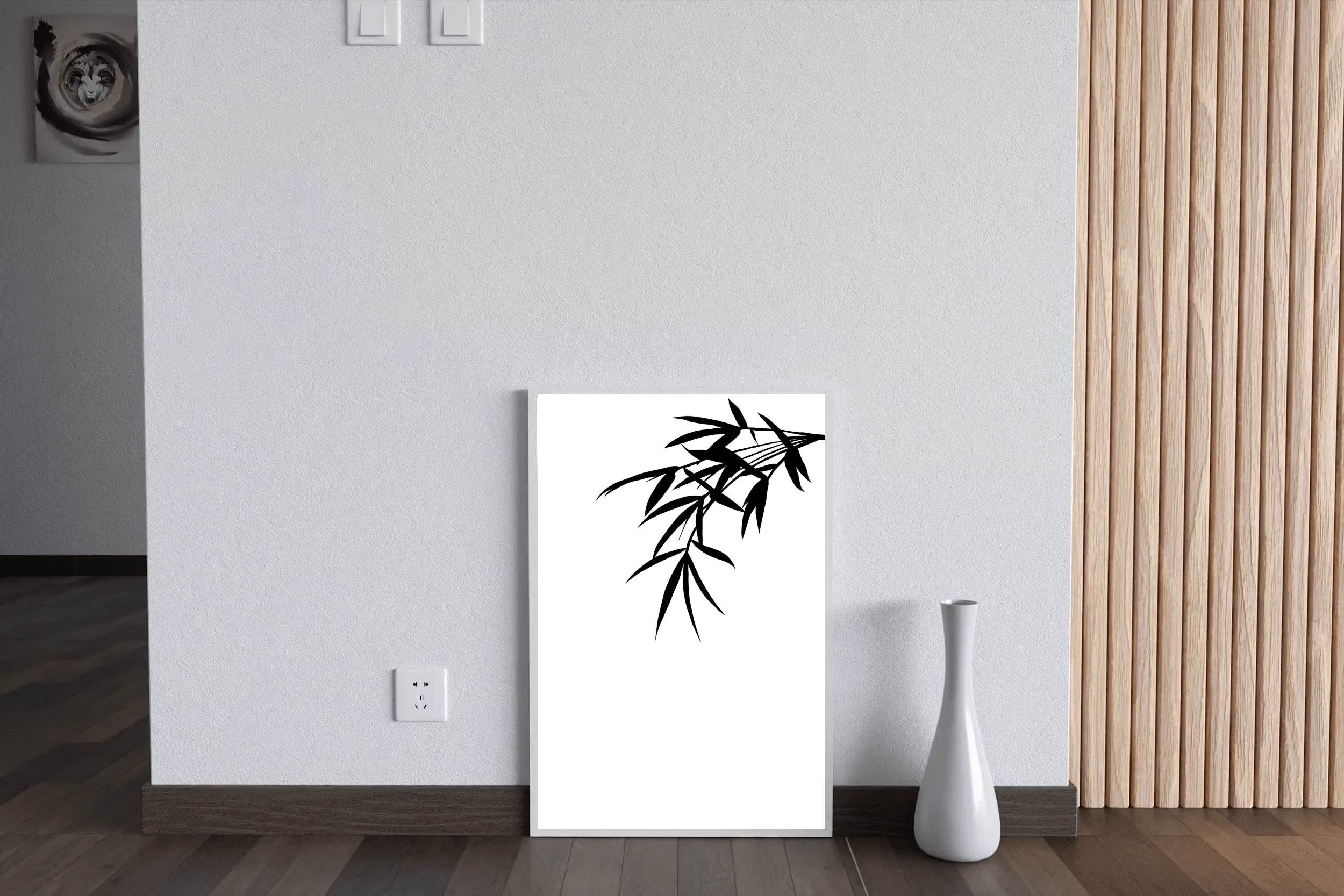 Bamboo Leaves Black & White Wall Art - beink online art store