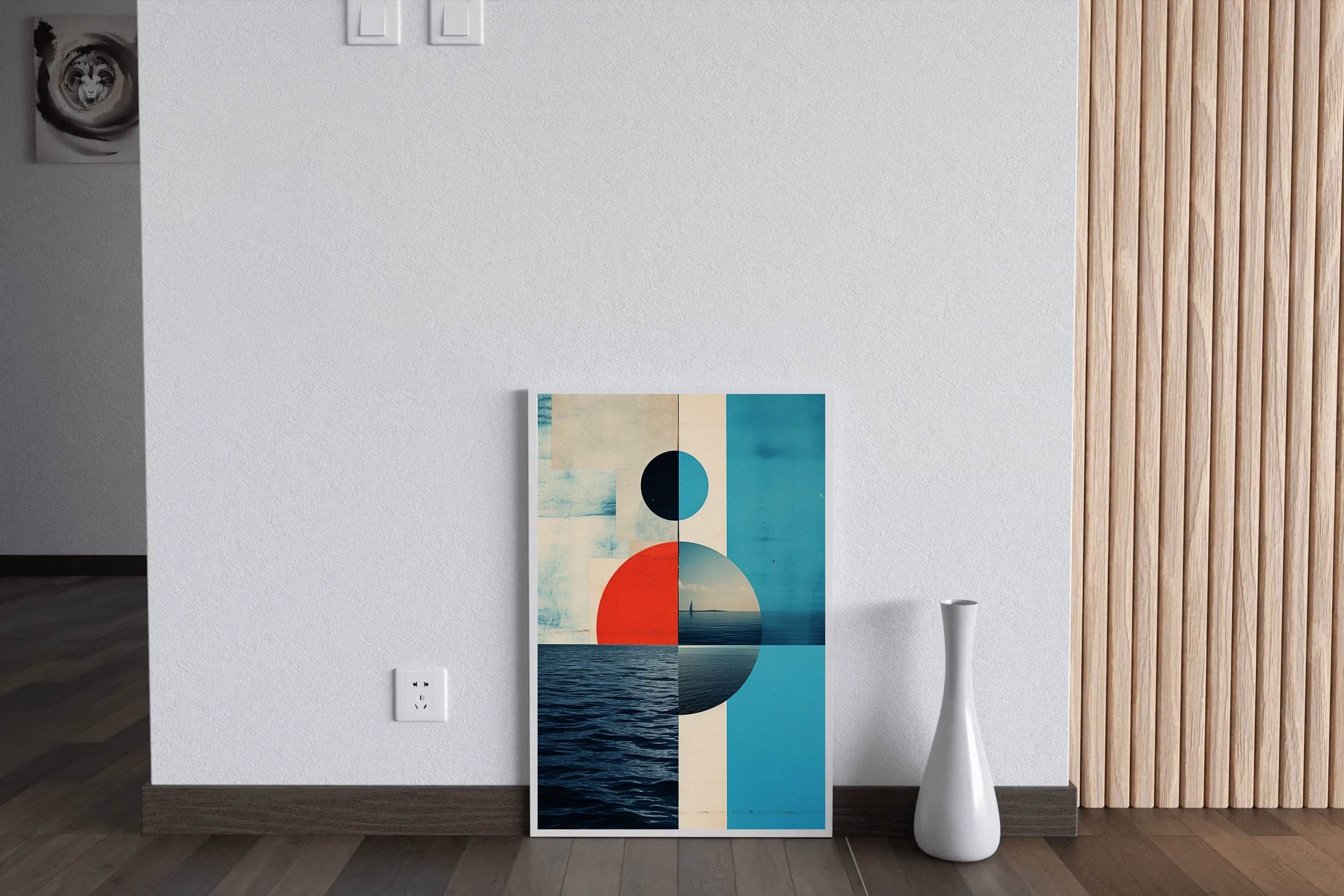 Creative Geometric Shapes With Sea Abstract Wall Art - beink online art store