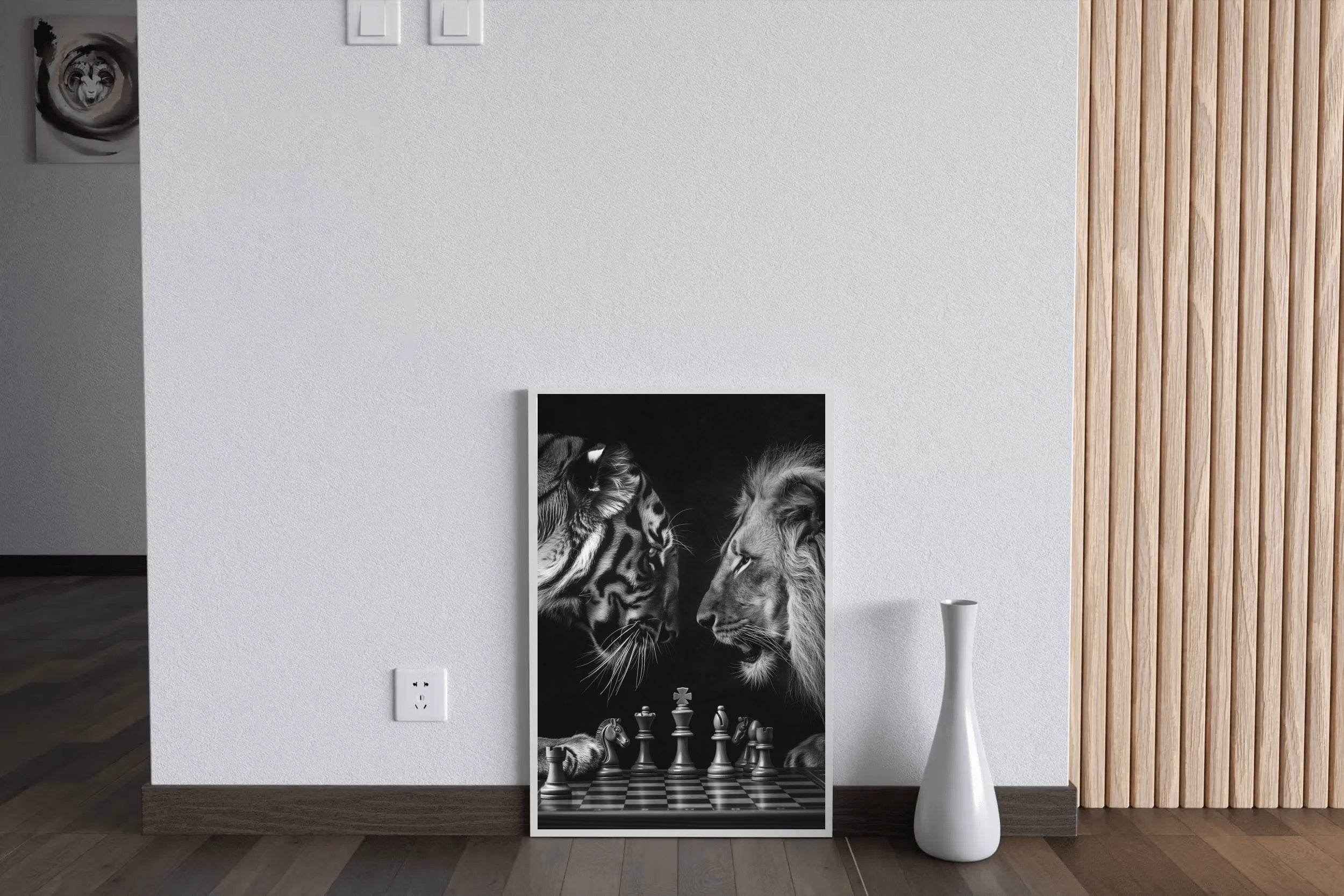 Loin and Tiger on Chess Board Wall Art - beink online art store