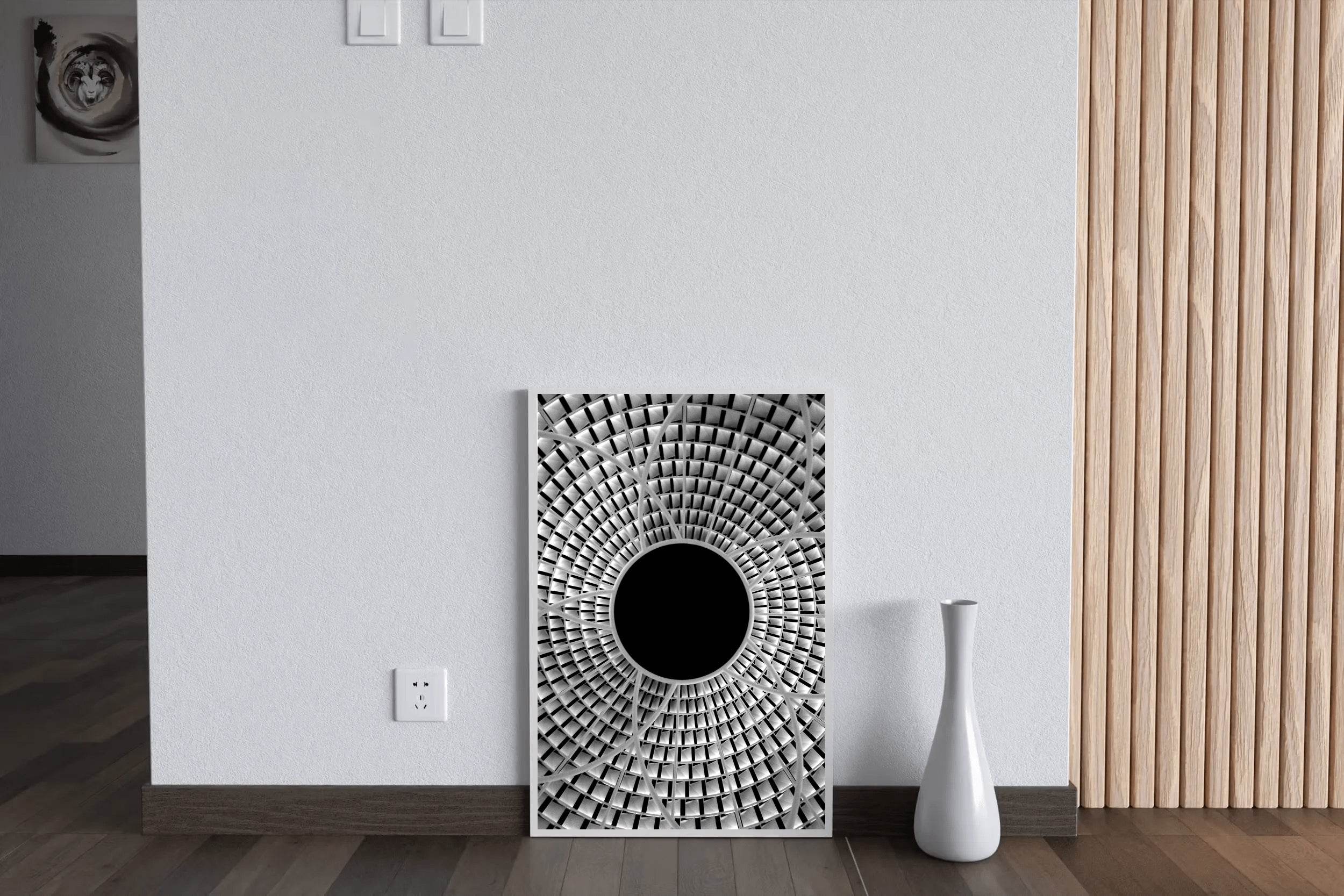 Open Hole Ceiling Architecture Black & White Wall Art - beink online art store