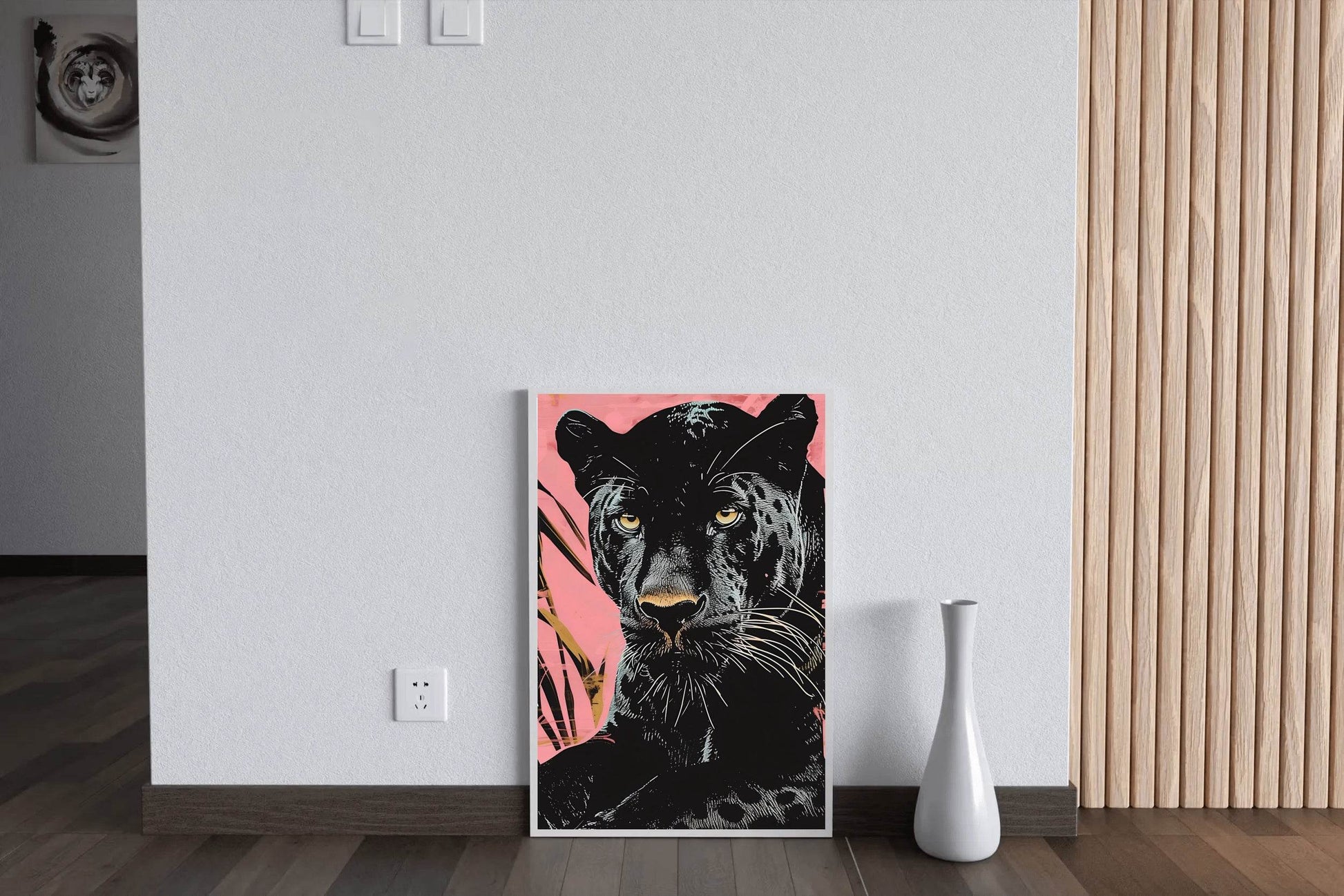 Majestic Black Panther With Pink Background - beink online art store