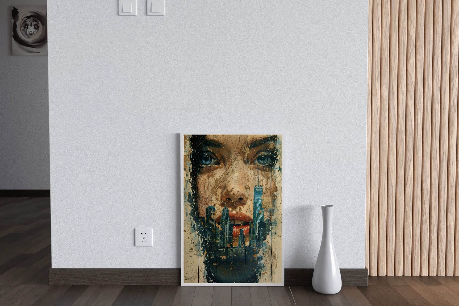 Female Face and Building Digital Painting Art - beink online art store