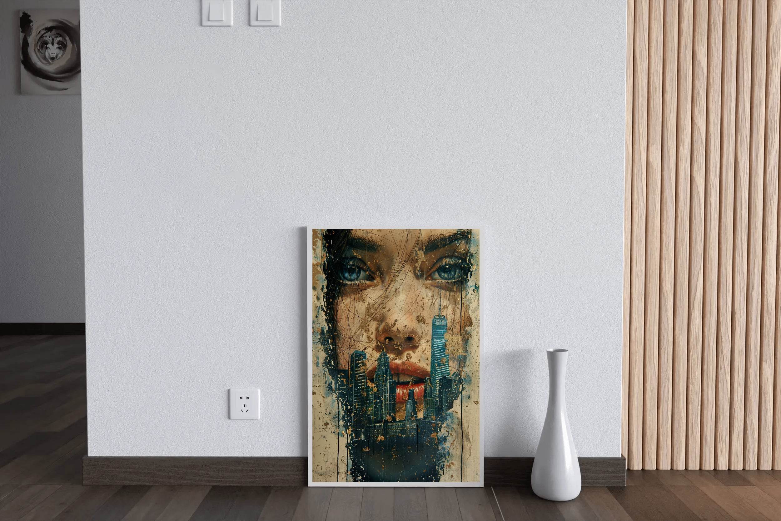 Female Face and Building Digital Painting Art - beink online art store