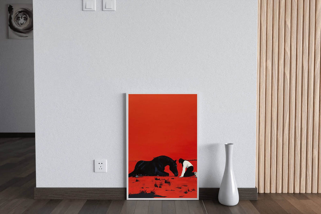 Black Horse Sitting Wall Art - beink online art store