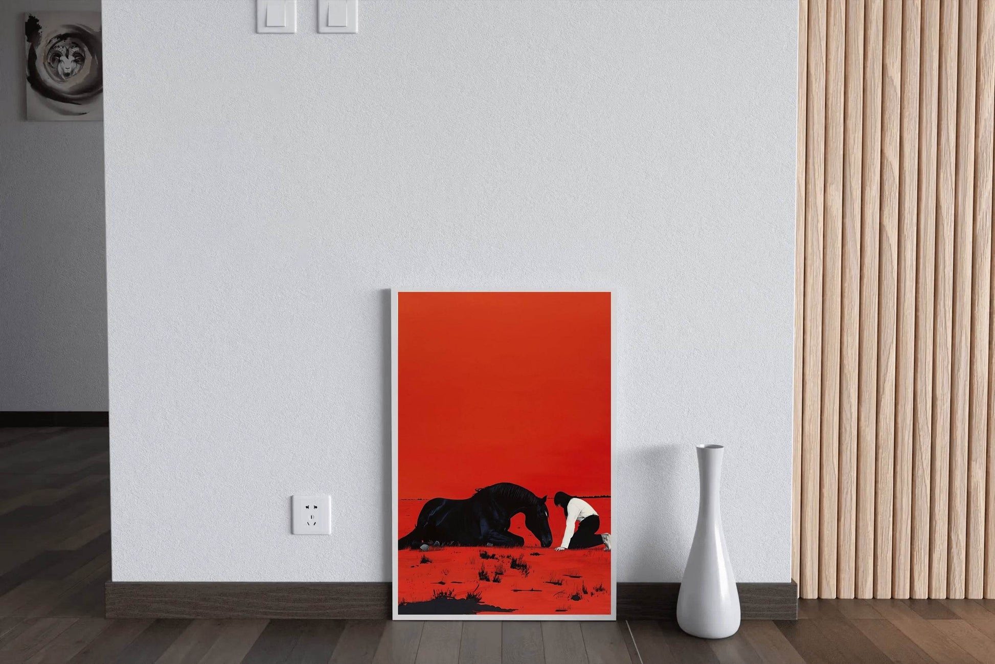Black Horse Sitting Wall Art - beink online art store