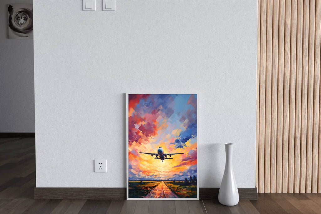 Drawing Of Airplane Takeoff Wall Art - beink online art store