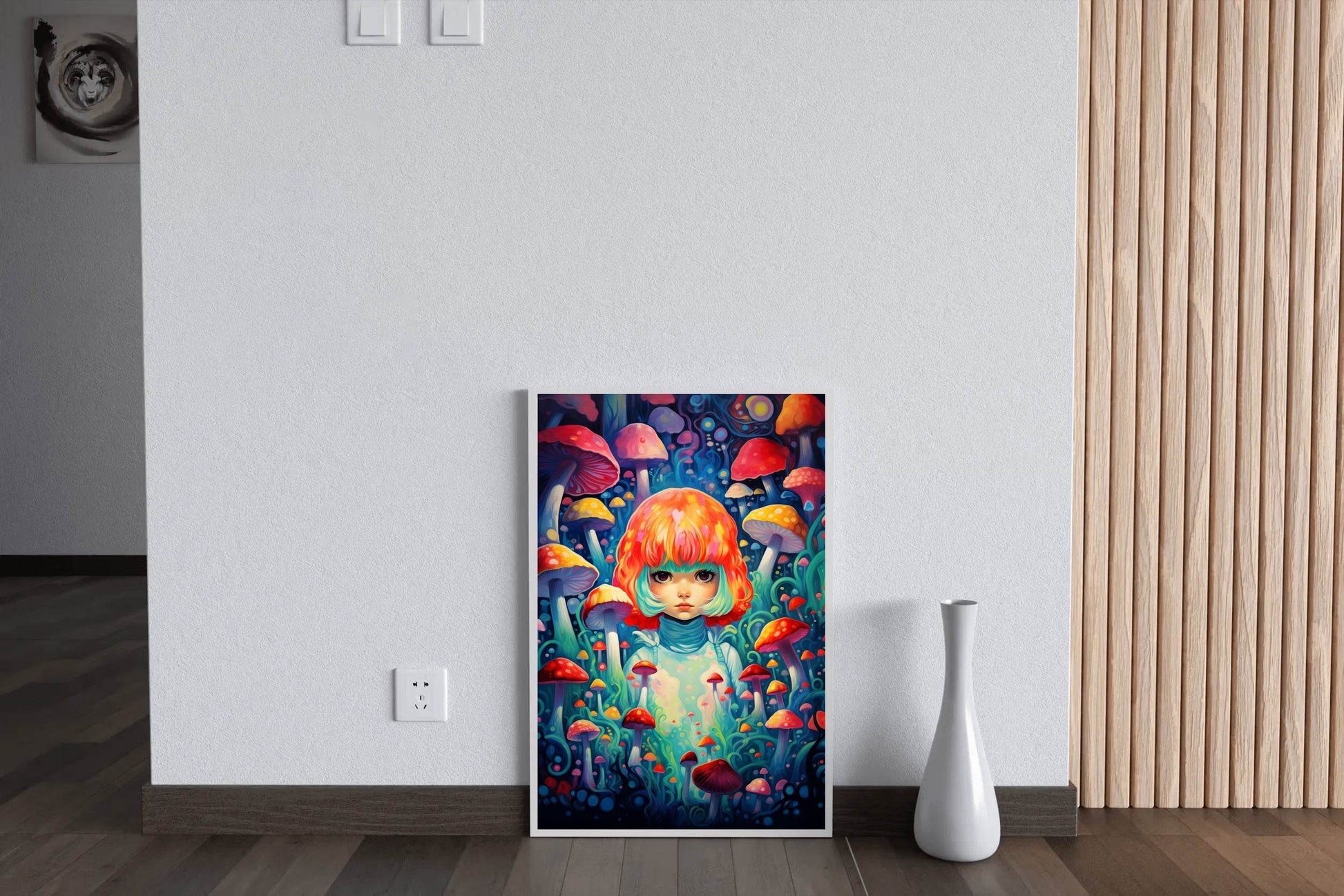 Colorful Mushroom Girl Wall Art - beink online art store