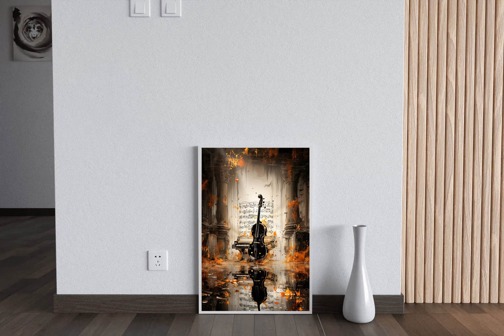 Violin With Musical Notes Wall Art - beink online art store