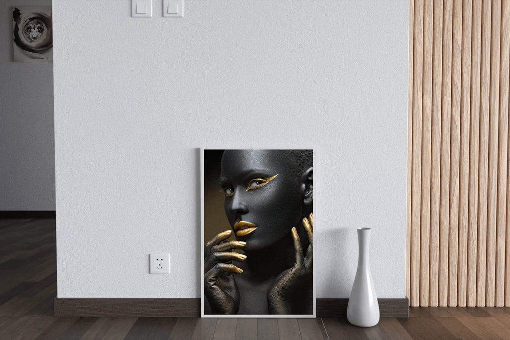 Face of Black Girl With Golden Makeup Wall Art - beink online art store