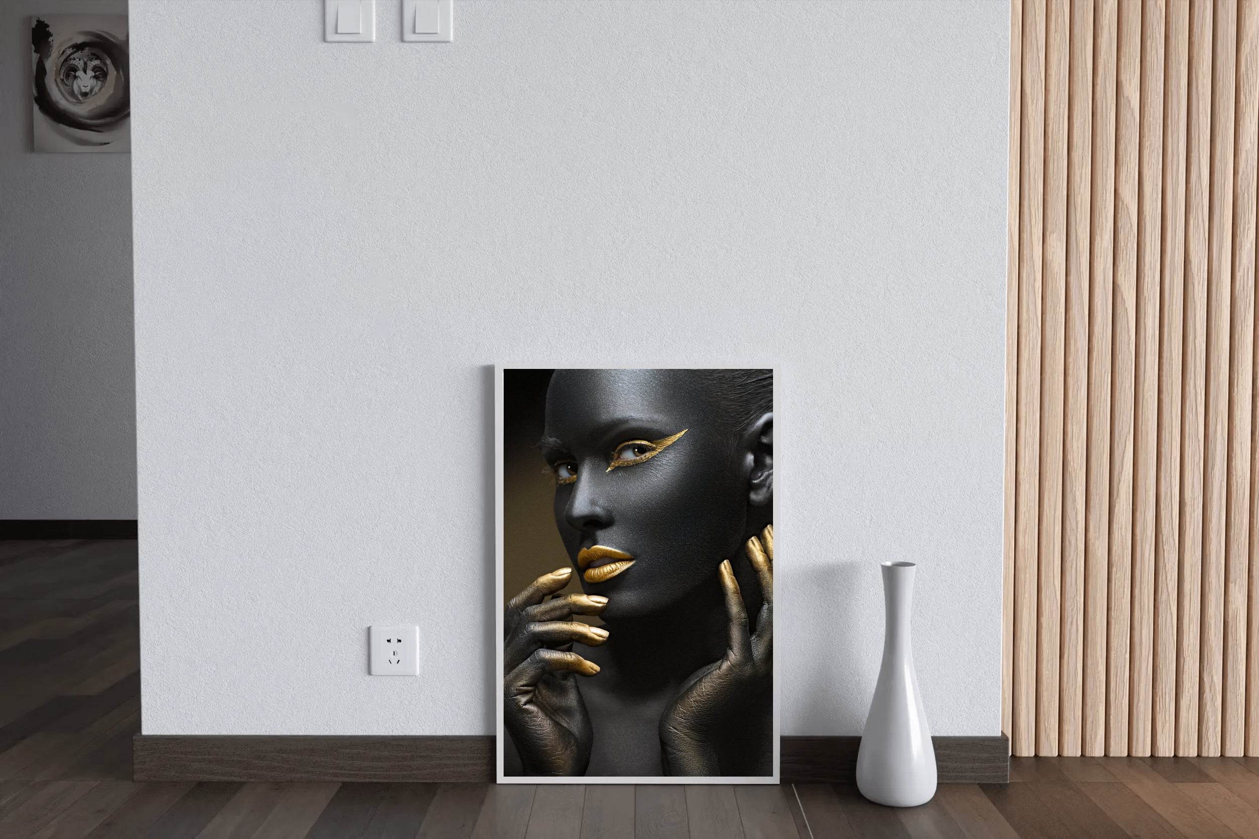 Face of Black Girl With Golden Makeup Wall Art - beink online art store