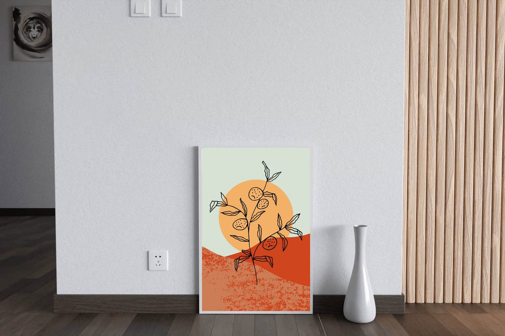 Shrivelled Plant With Sun Abstract Wall Art - beink online art store