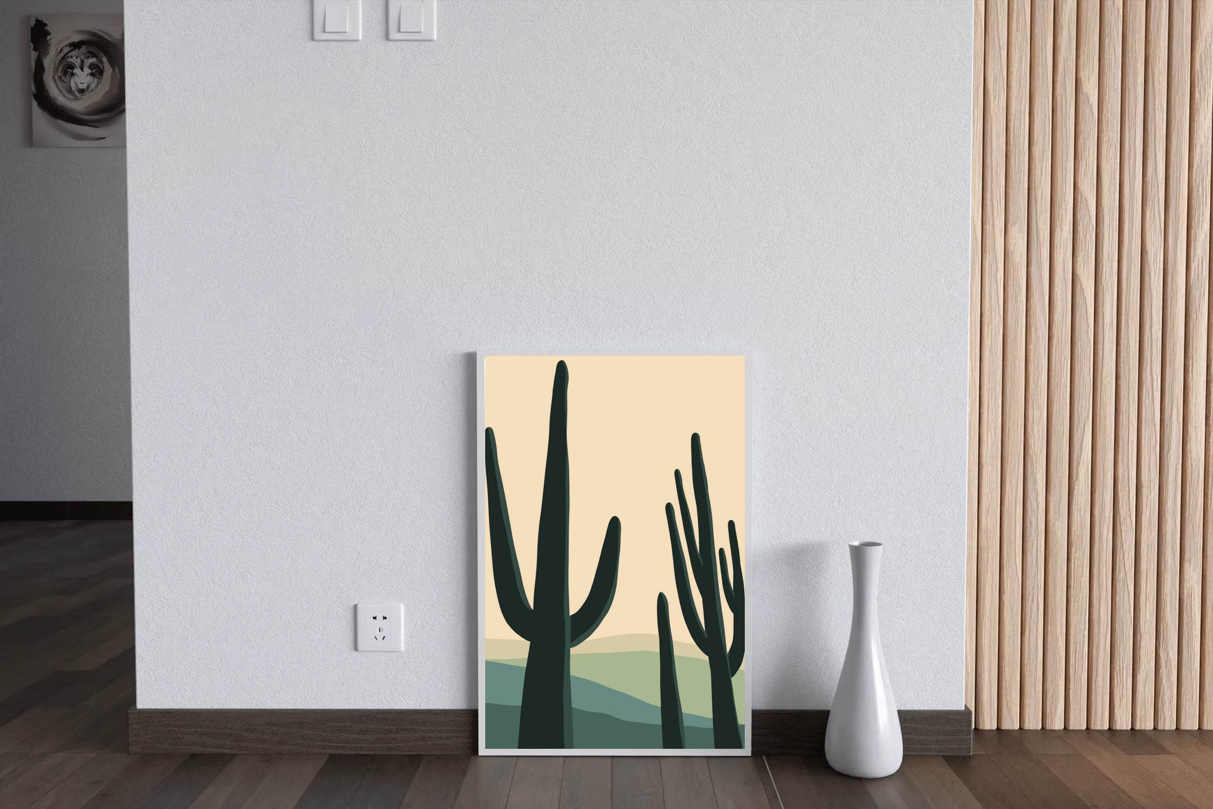 Desert Landscape with Two Tall Cactus ArtWork - beink online art store