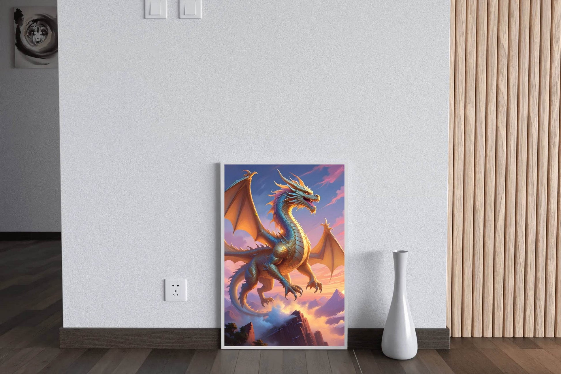 Flying Golden Dragon Animal Wall Art - beink online art store