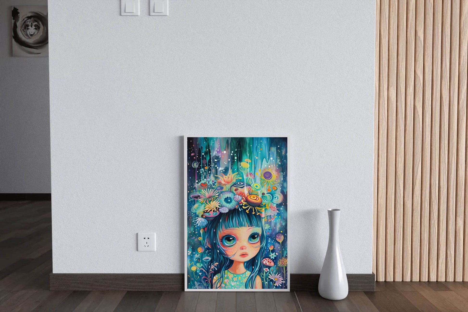 Anime girl with blue hair Wall Art - beink online art store