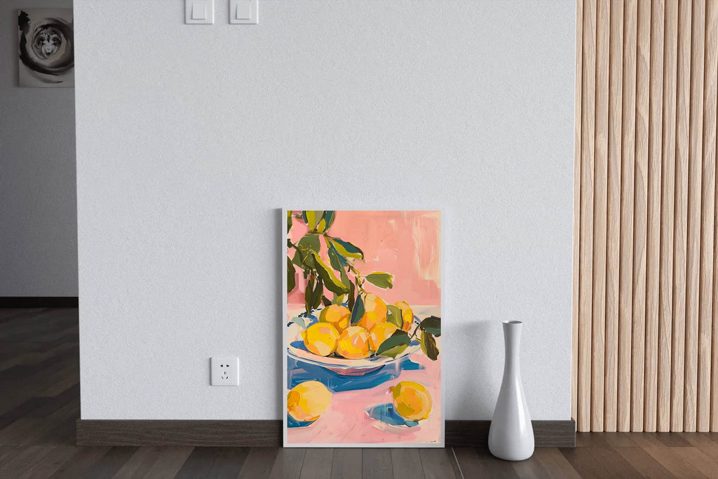 Freshly Picked Lemons on a Plate Wall Art - beink online art store