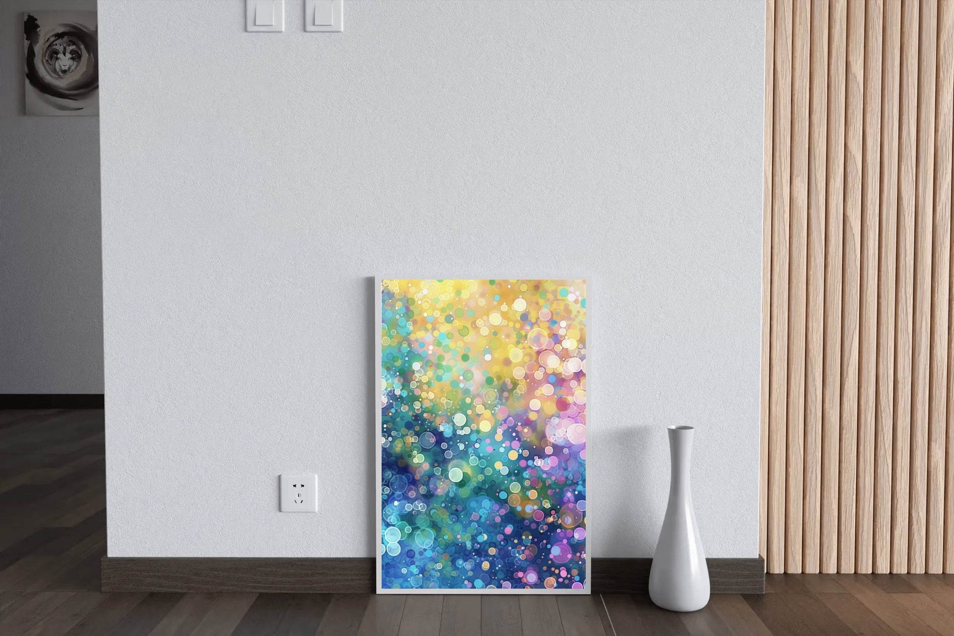 Colorful Neon Dots Digital Art - beink online art store