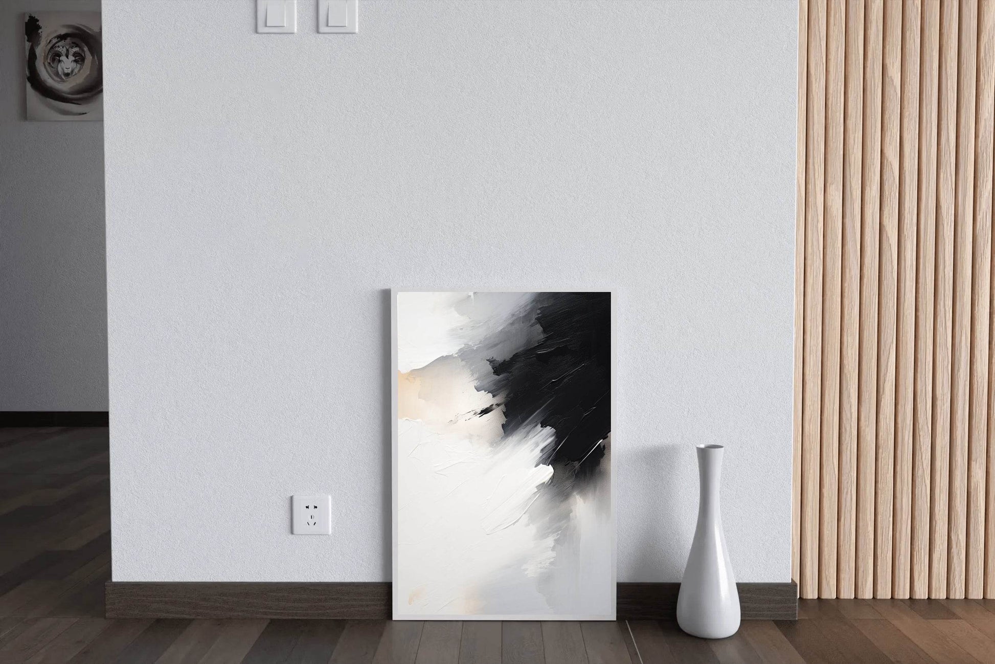Black and White Brush Stroke Abstract Wall Art - beink online art store