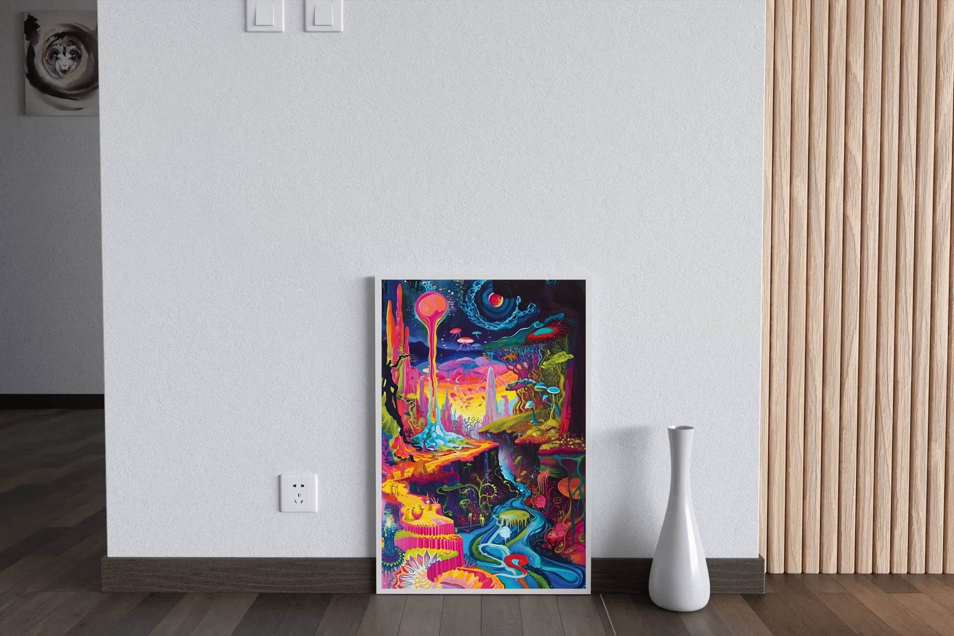 Imaginary Planet Colorful Forest With River Wall Art - beink online art store