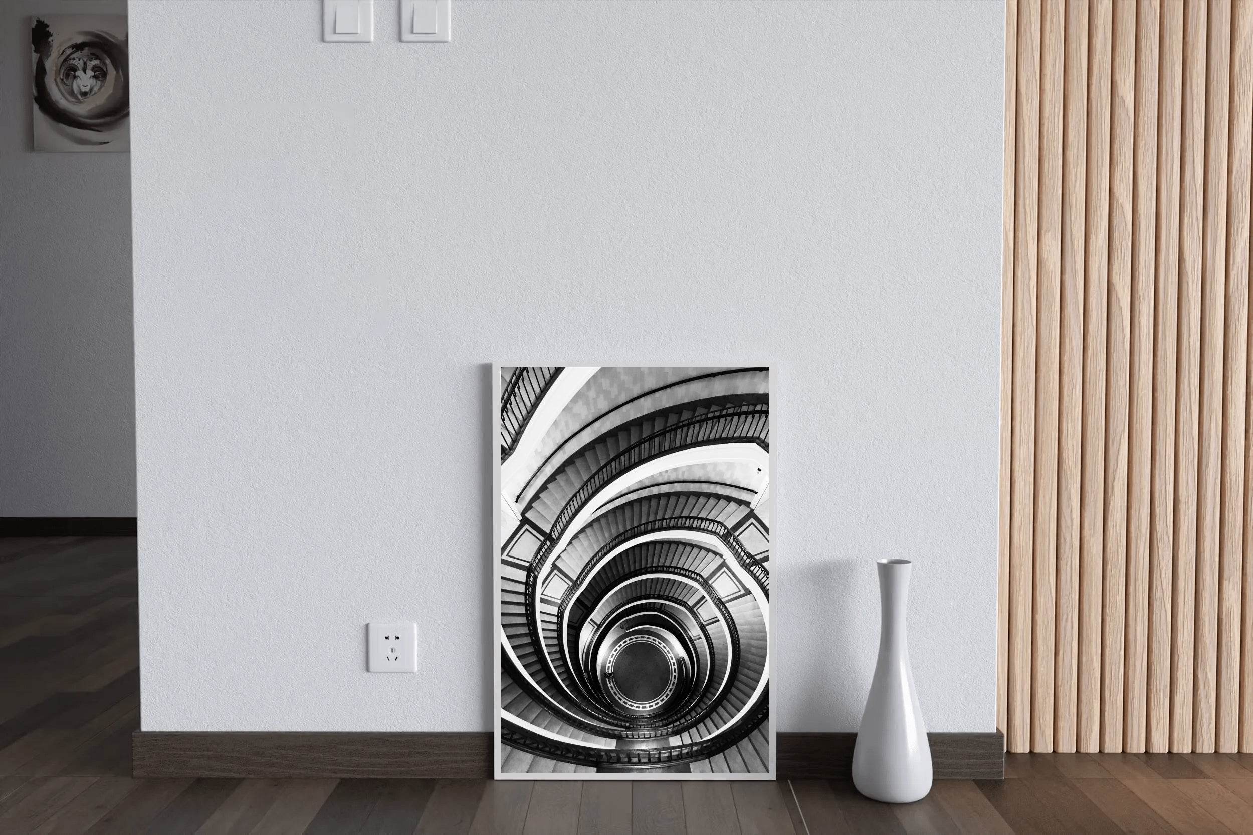 Old Style Stairs Architecture Black and White Wall Art - beink online art store