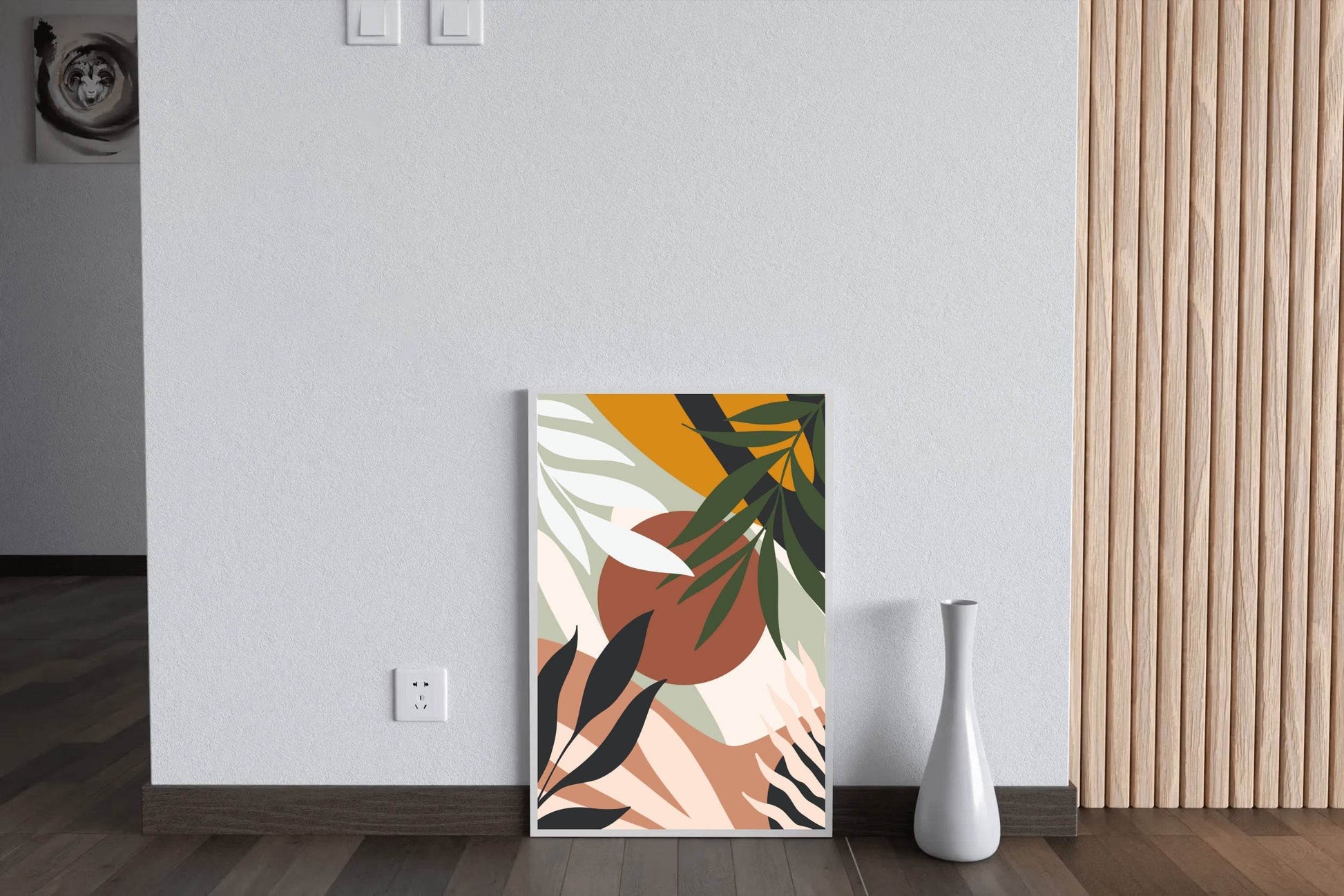 Abstract Design with Tropical Leaves shapes ArtWork - beink online art store
