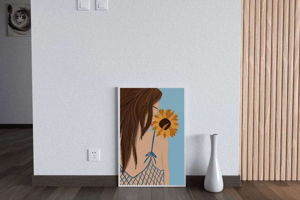 Girl With a Sunflower Wall Art - beink online art store