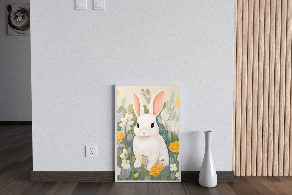 Shocked White Cartoon Bunny Wall Art - beink online art store