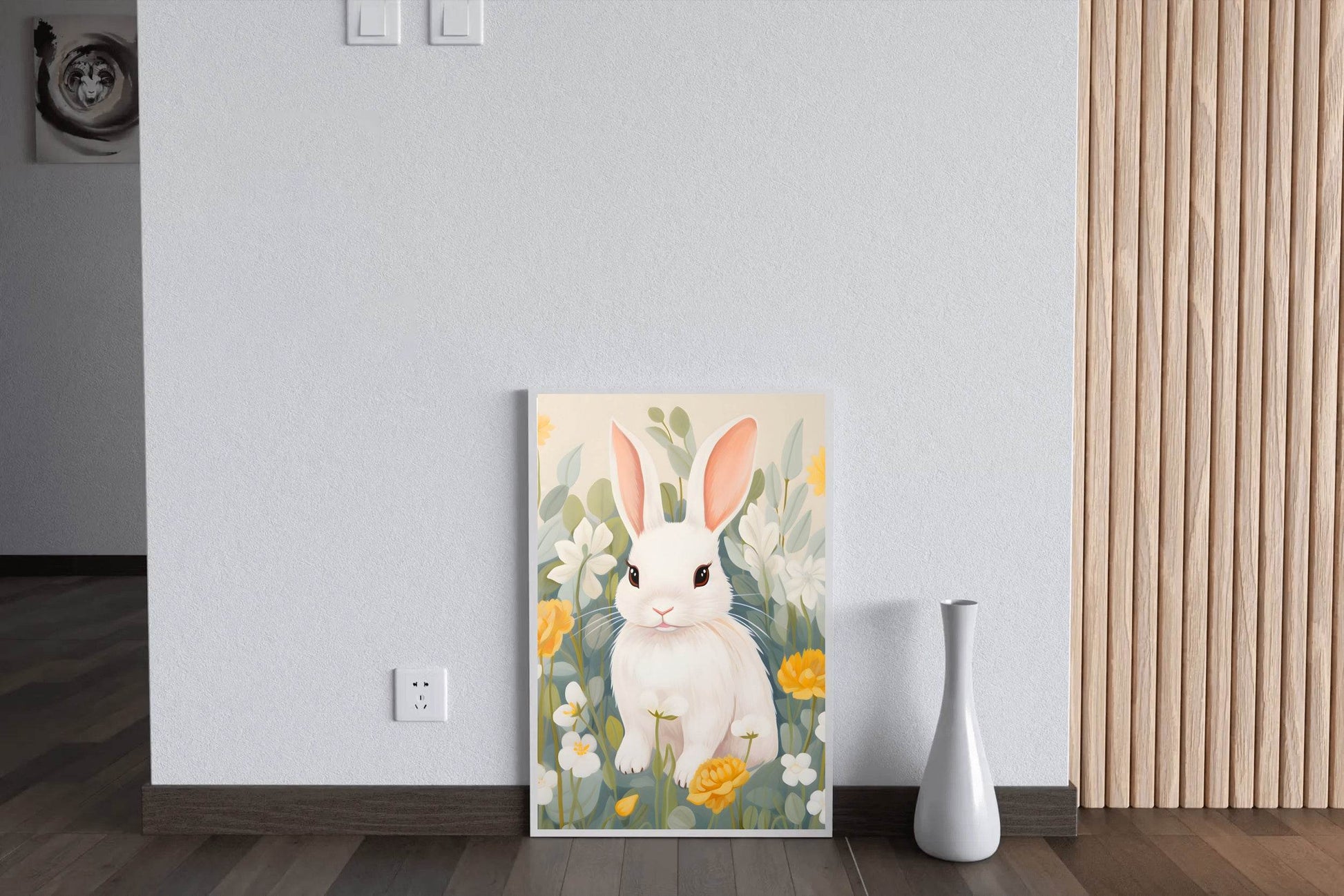 Shocked White Cartoon Bunny Wall Art - beink online art store